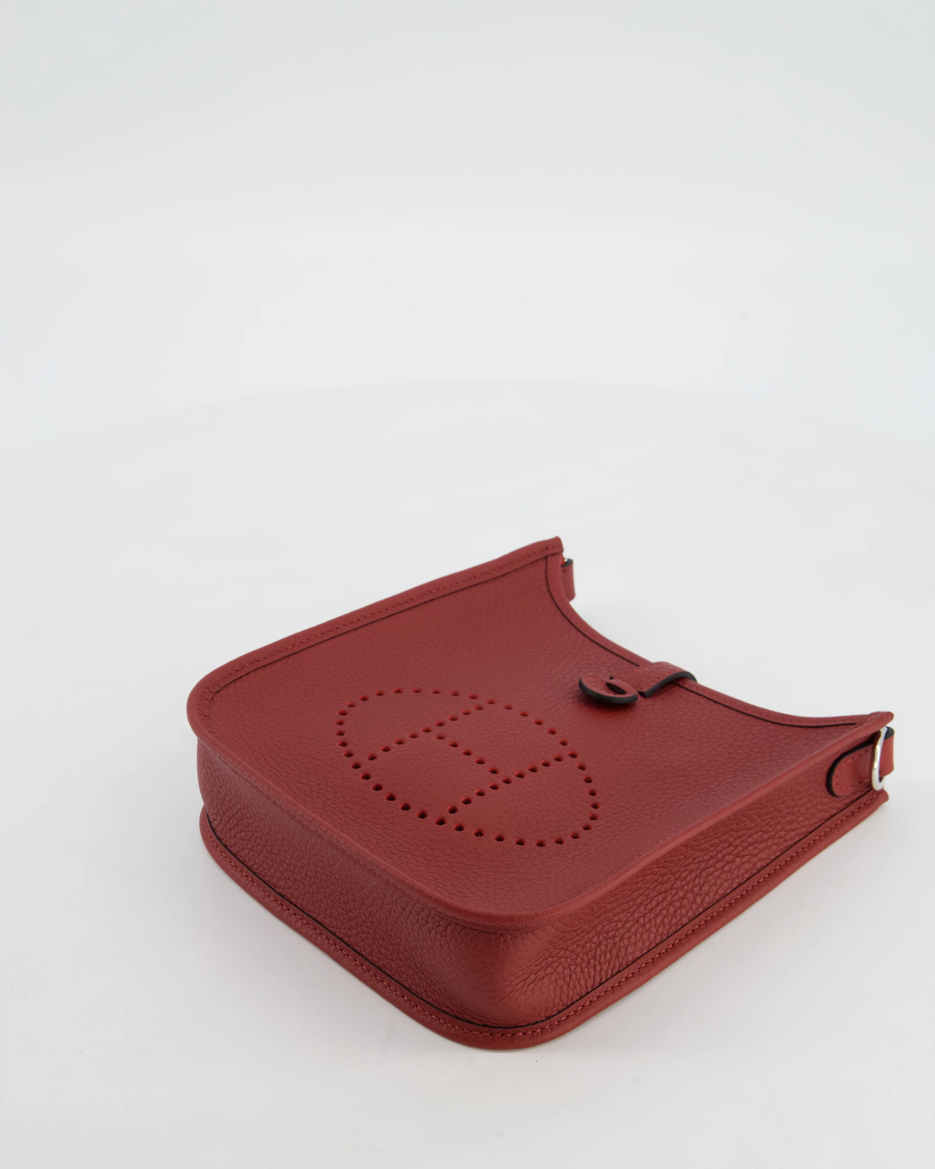 Hermès Mini Evelyne Bag in Rouge H in Clemence Leather with Palladium Hardware - Image 20