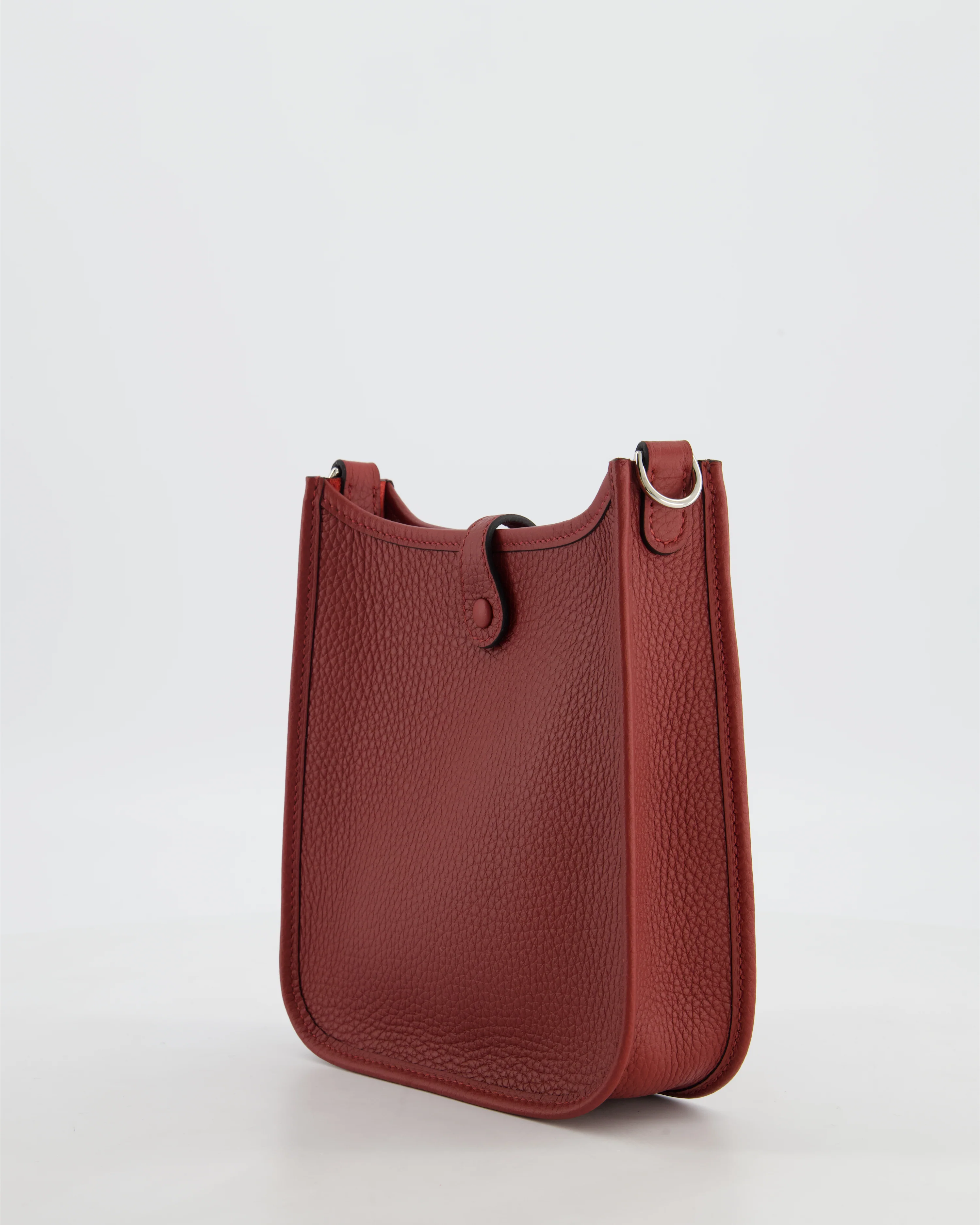 Hermès Mini Evelyne Bag in Rouge H in Clemence Leather with Palladium Hardware - Image 6