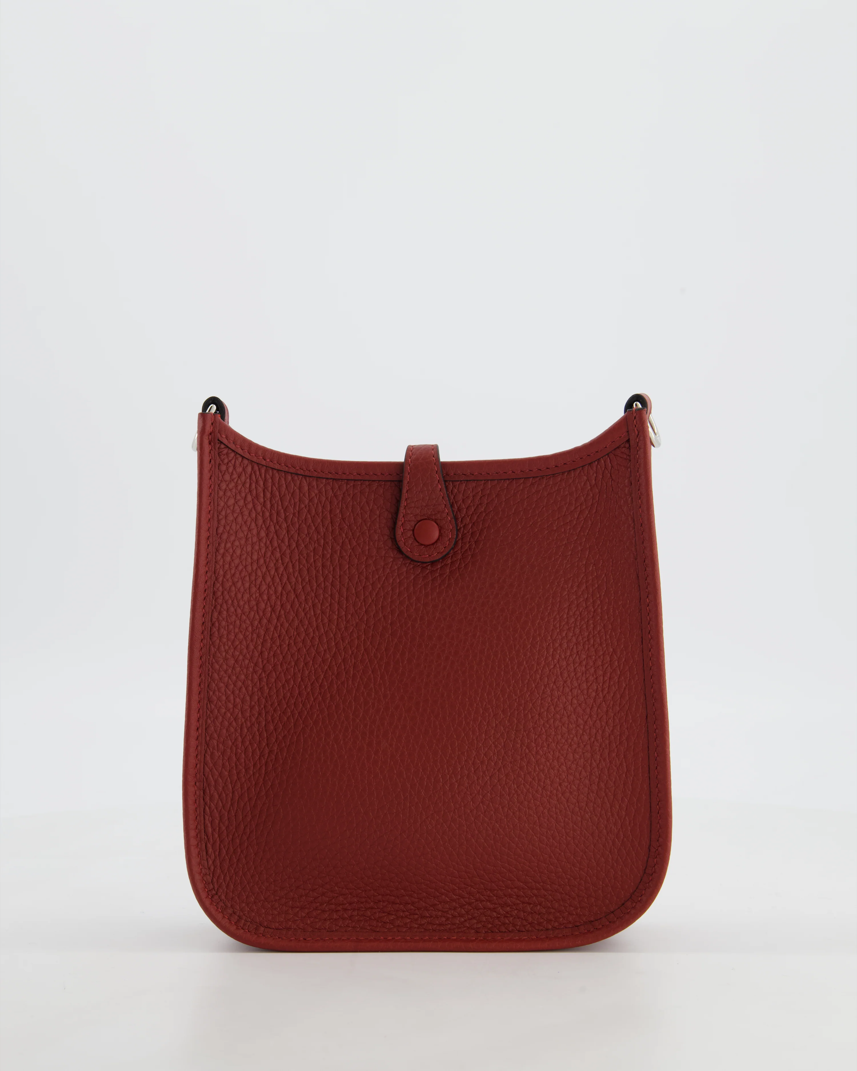 Hermès Mini Evelyne Bag in Rouge H in Clemence Leather with Palladium Hardware - Image 7