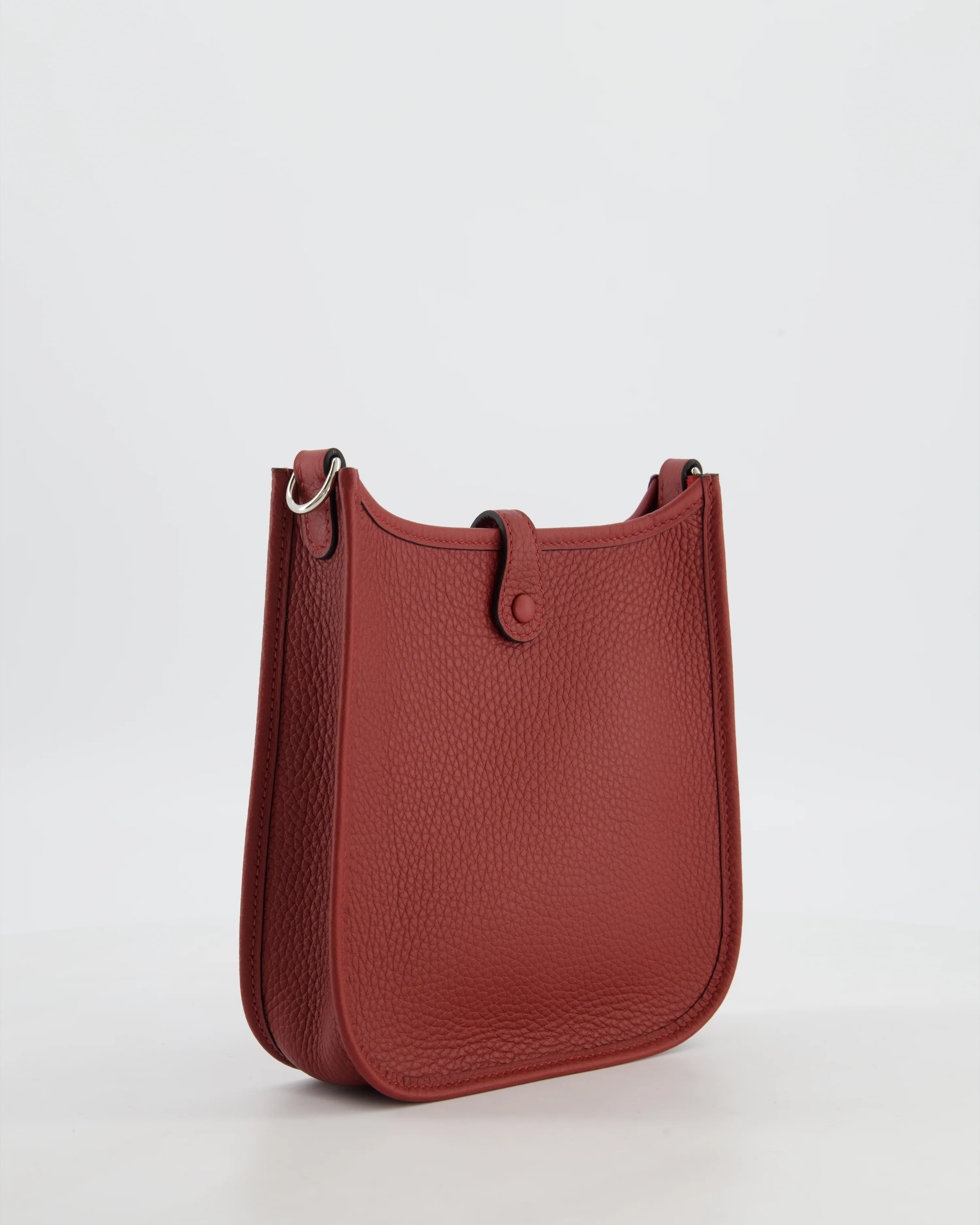 Hermès Mini Evelyne Bag in Rouge H in Clemence Leather with Palladium Hardware - Image 8