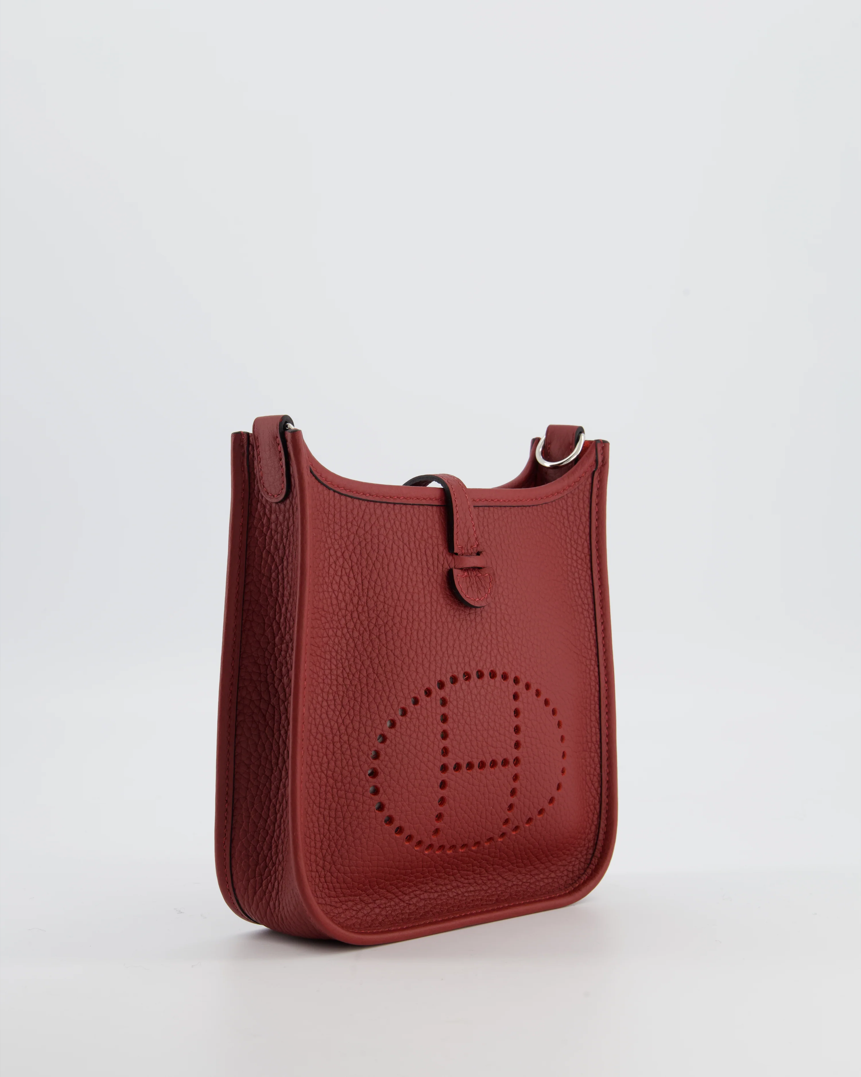 Hermès Mini Evelyne Bag in Rouge H in Clemence Leather with Palladium Hardware - Image 3