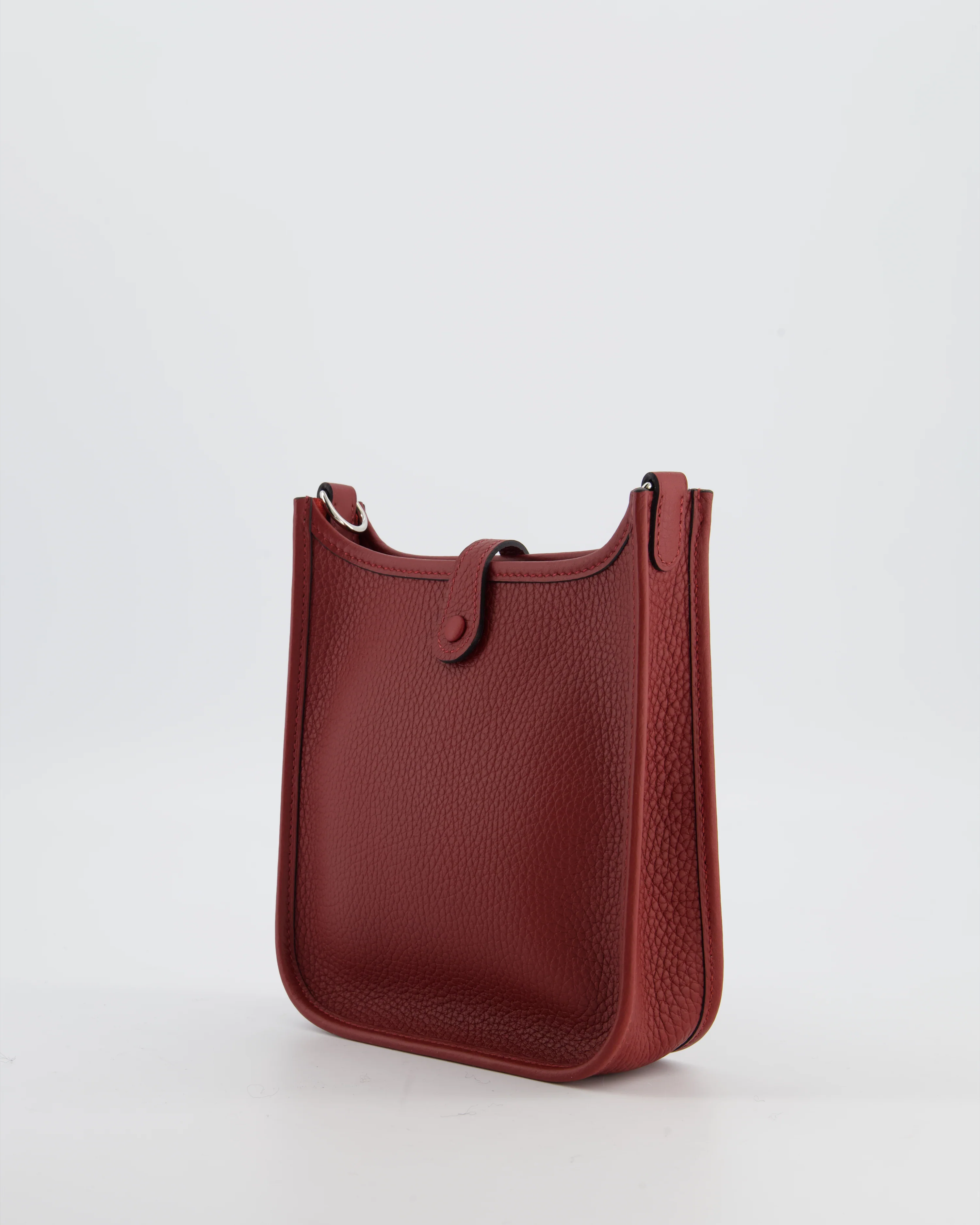 Hermès Mini Evelyne Bag in Rouge H in Clemence Leather with Palladium Hardware - Image 5