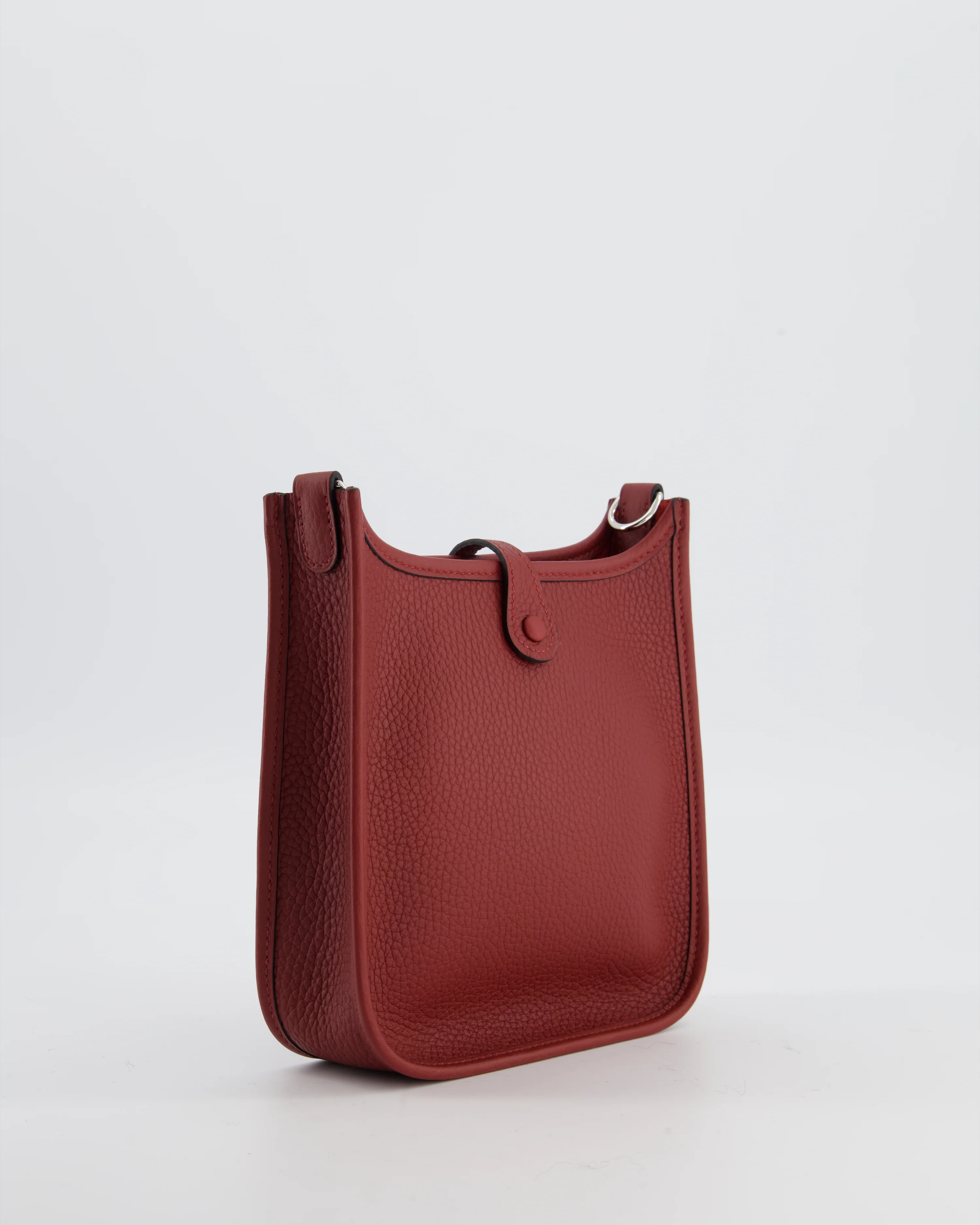 Hermès Mini Evelyne Bag in Rouge H in Clemence Leather with Palladium Hardware - Image 7