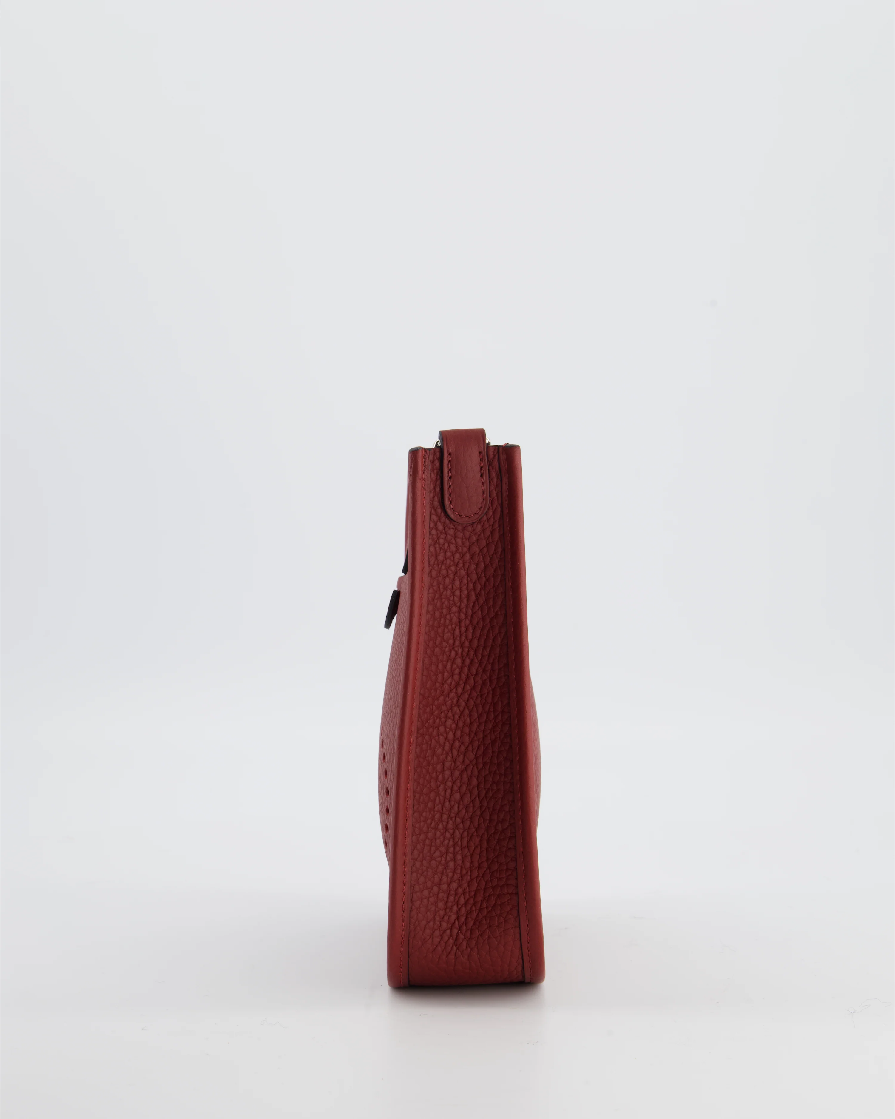 Hermès Mini Evelyne Bag in Rouge H in Clemence Leather with Palladium Hardware - Image 8
