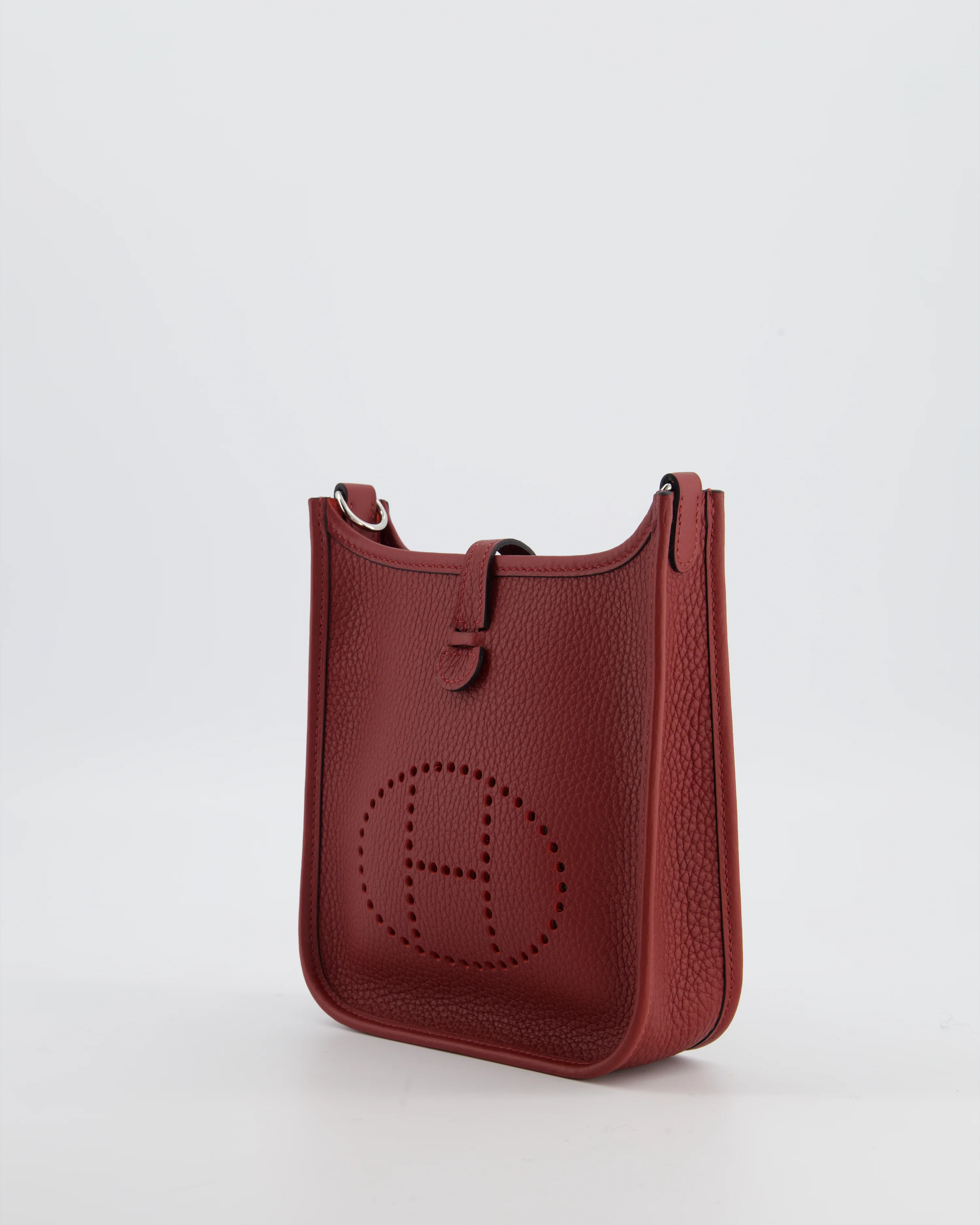 Hermès Mini Evelyne Bag in Rouge H in Clemence Leather with Palladium Hardware - Image 9