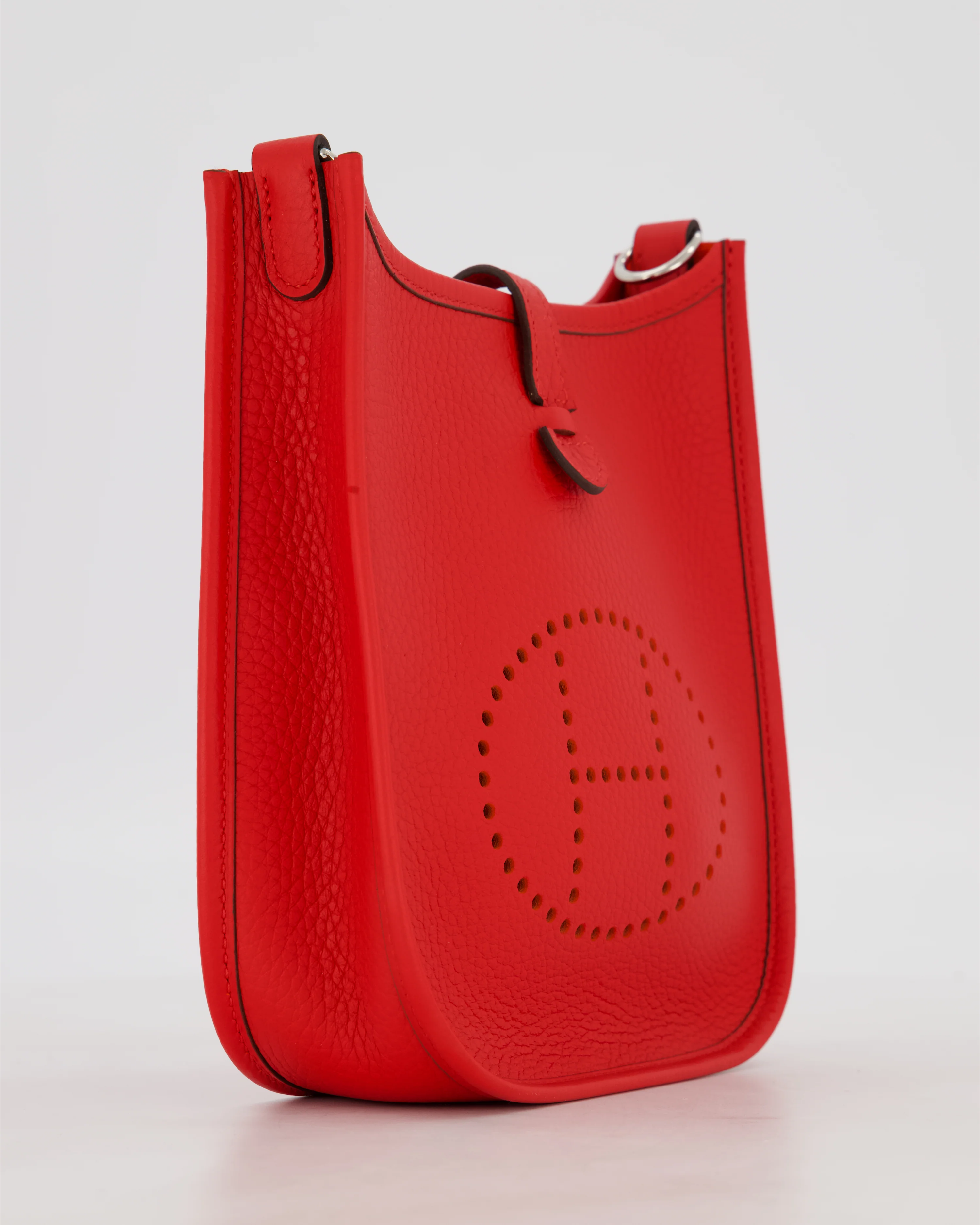 Hermès Mini Evelyne Bag in Rouge Radieux Clemence Leather with Palladium Hardware - Image 10
