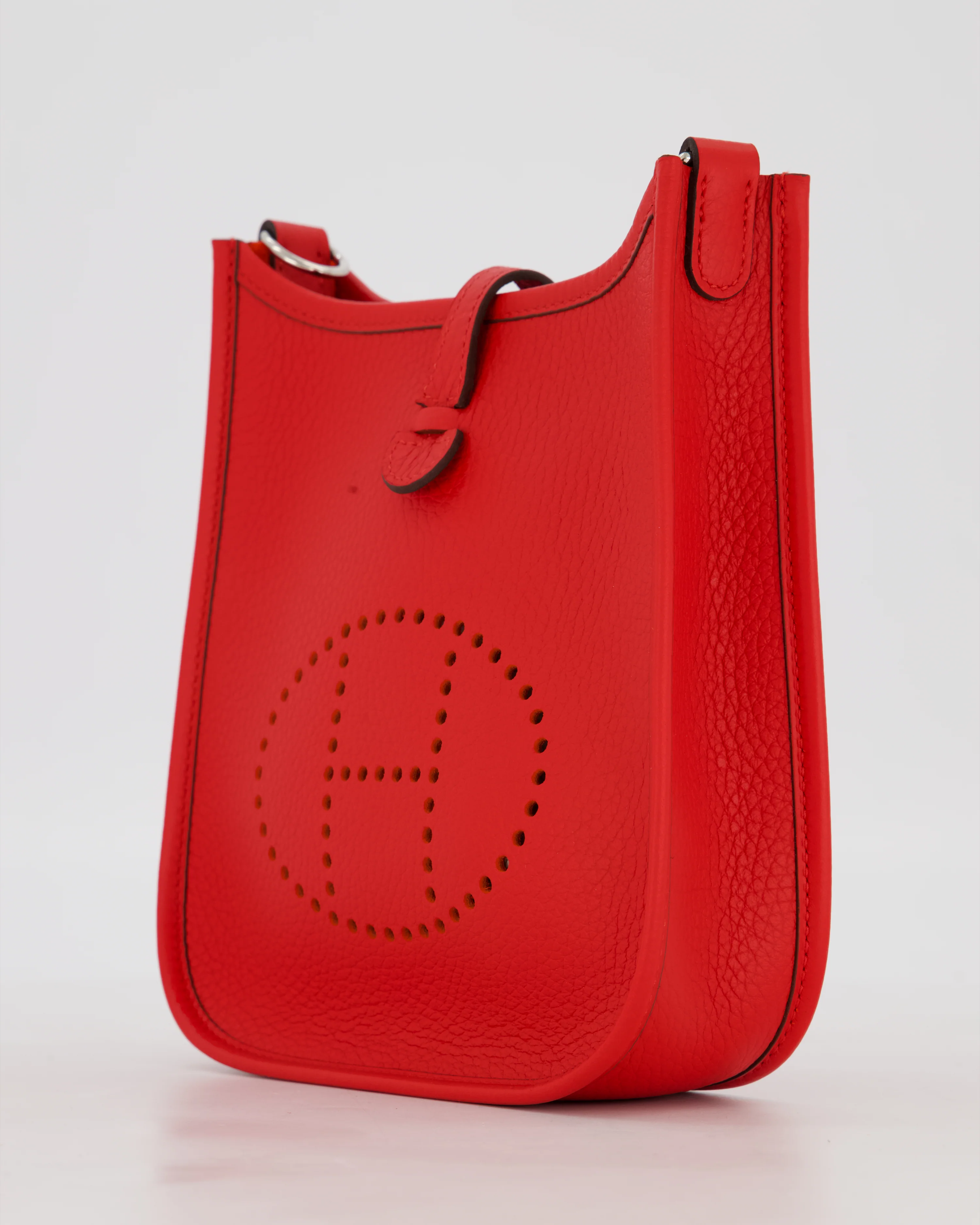 Hermès Mini Evelyne Bag in Rouge Radieux Clemence Leather with Palladium Hardware - Image 11