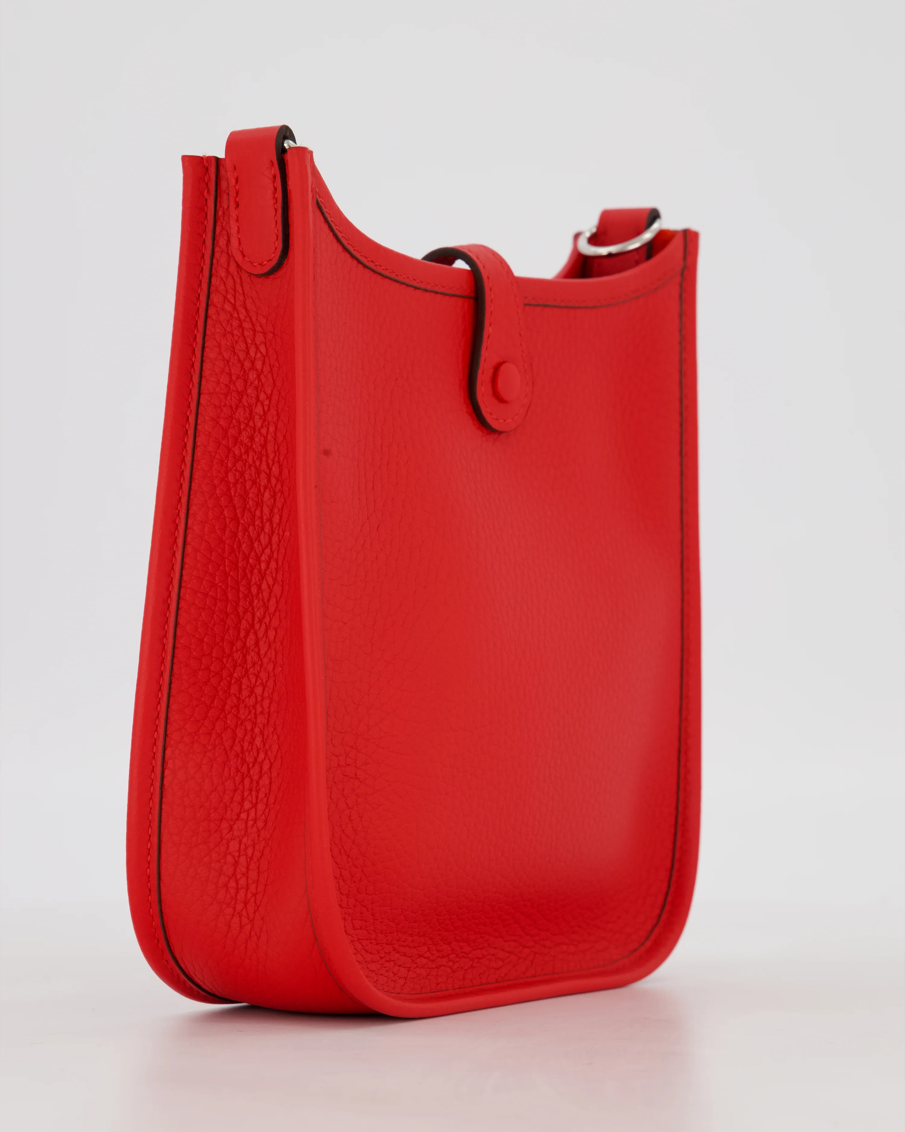 Hermès Mini Evelyne Bag in Rouge Radieux Clemence Leather with Palladium Hardware - Image 13