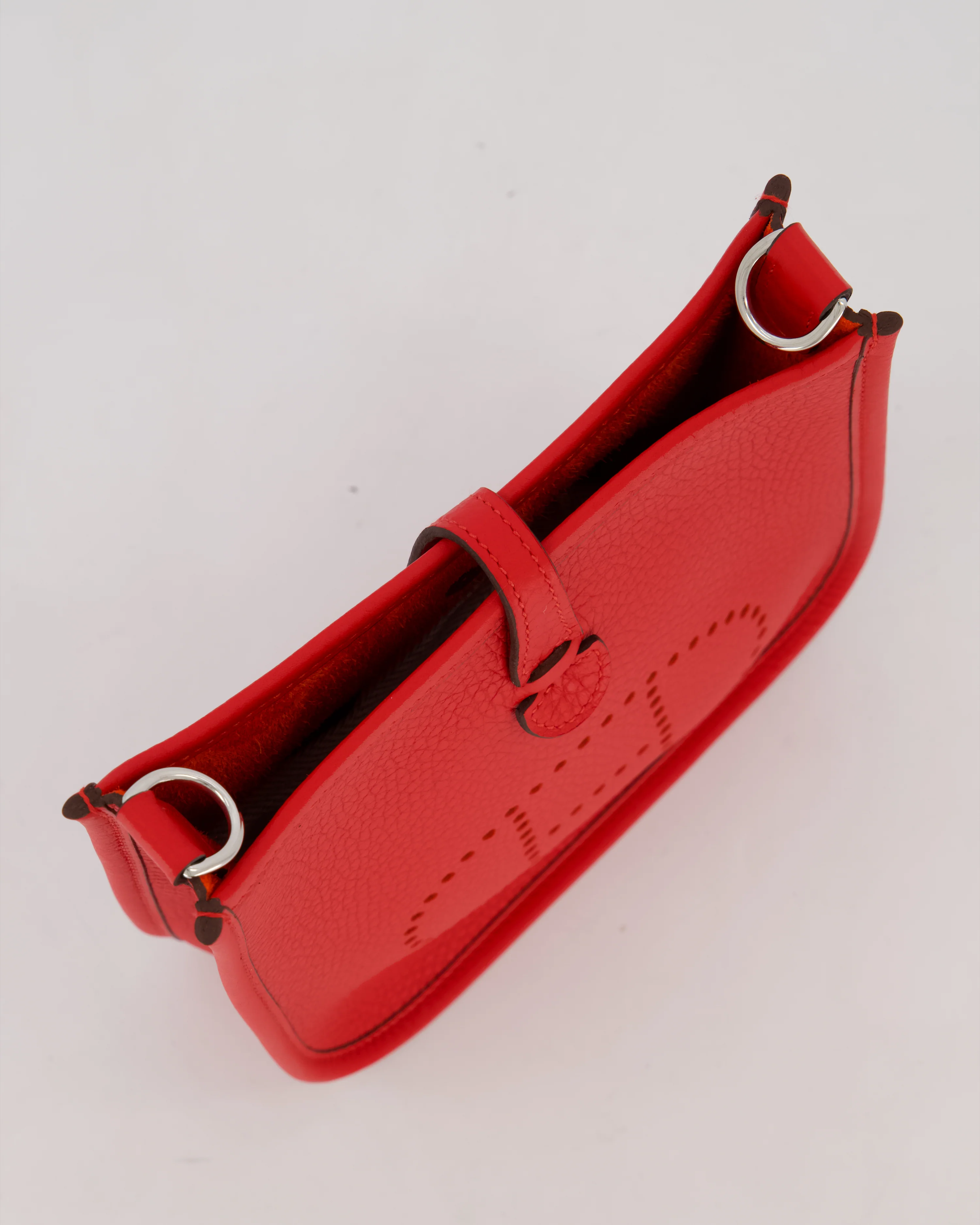 Hermès Mini Evelyne Bag in Rouge Radieux Clemence Leather with Palladium Hardware - Image 14