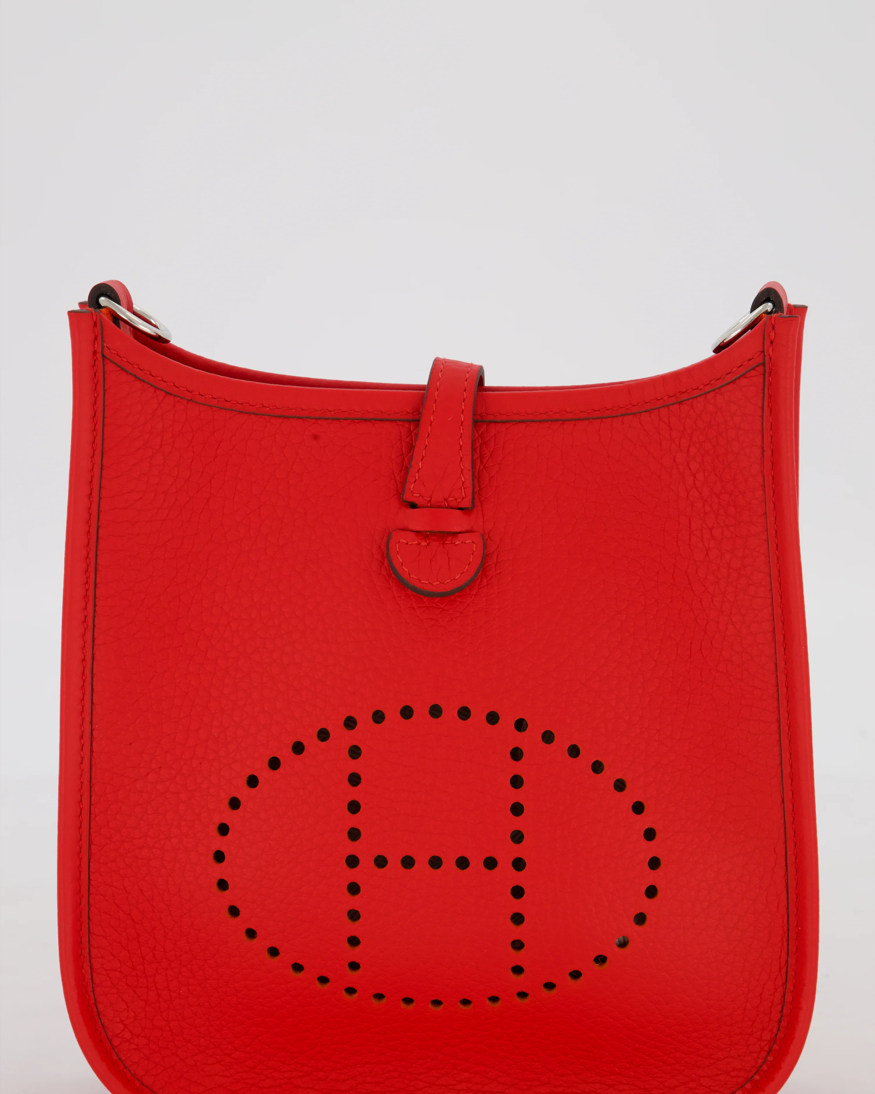 Hermès Mini Evelyne Bag in Rouge Radieux Clemence Leather with Palladium Hardware - Image 16