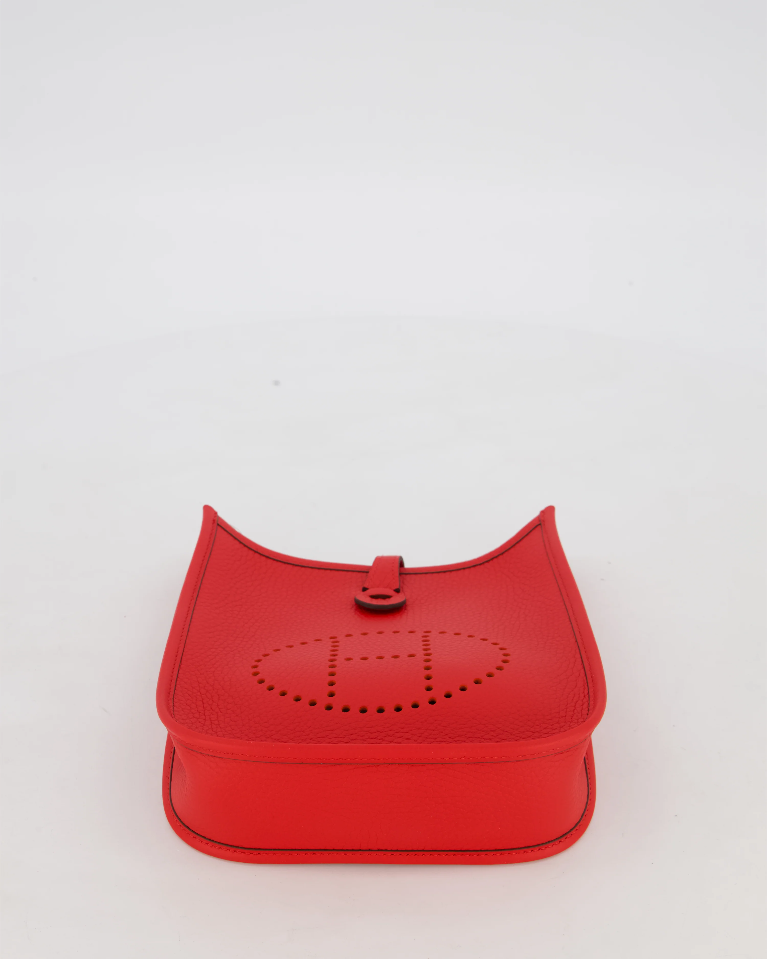 Hermès Mini Evelyne Bag in Rouge Radieux Clemence Leather with Palladium Hardware - Image 18