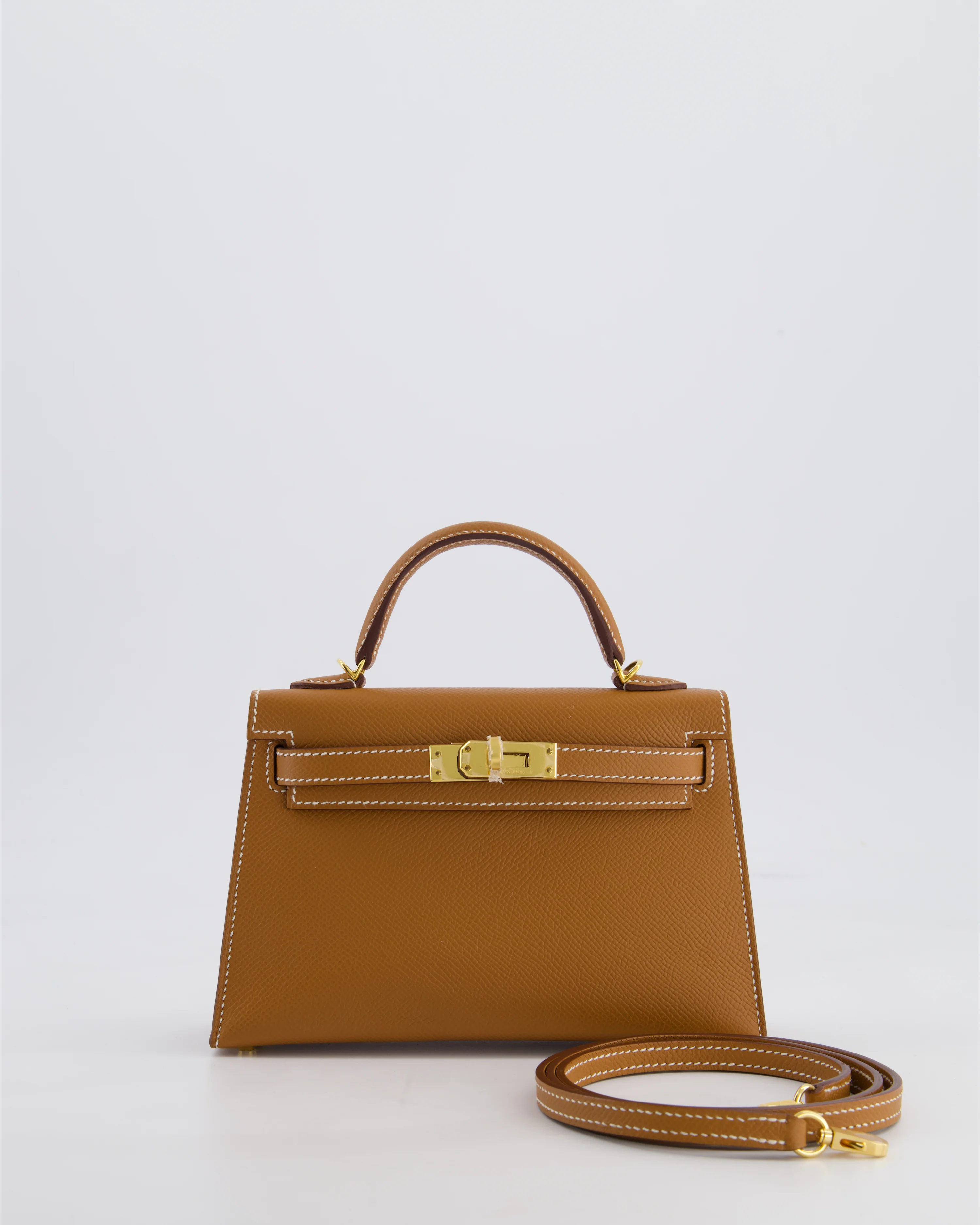 Hermes Mini Kelly II 20 Bag in Gold Epsom Leather with Gold Hardware