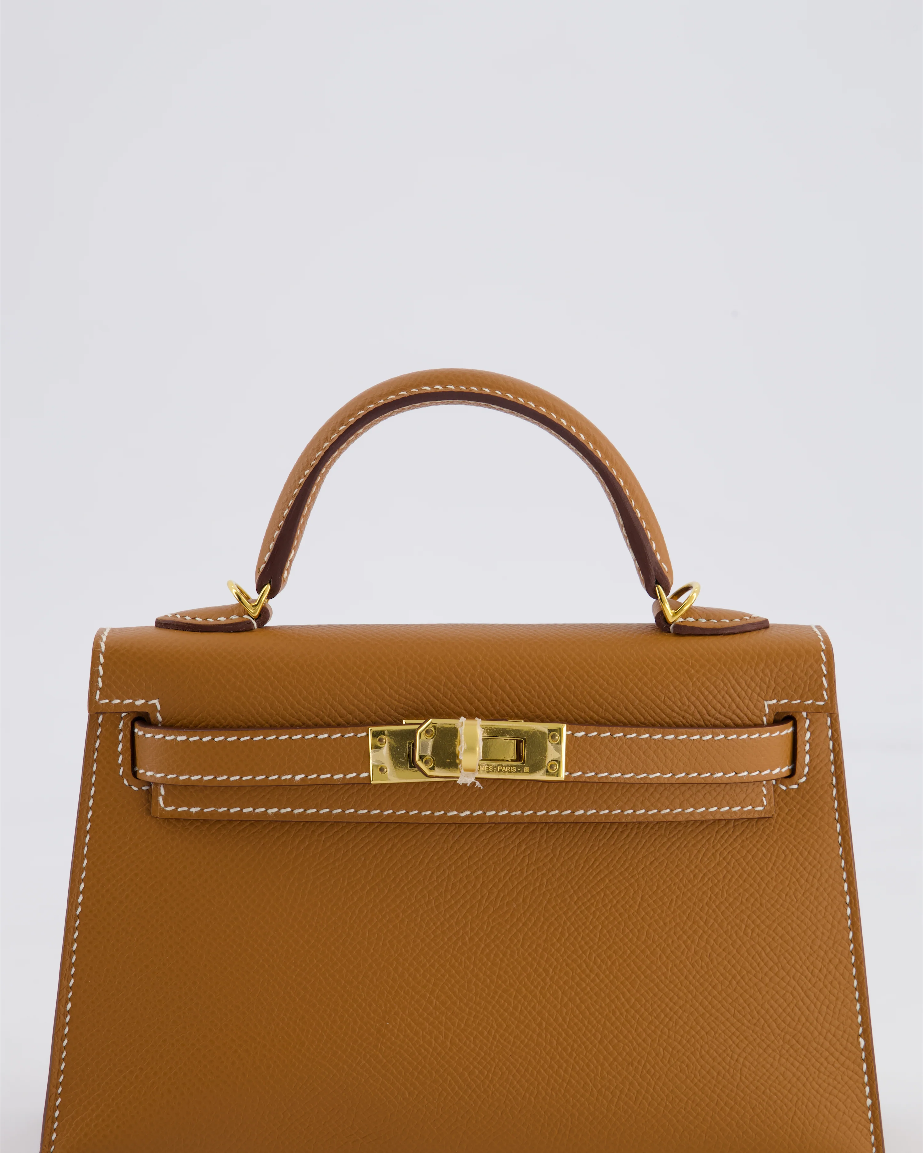 Hermes Mini Kelly II 20 Bag in Gold Epsom Leather with Gold Hardware - Image 11