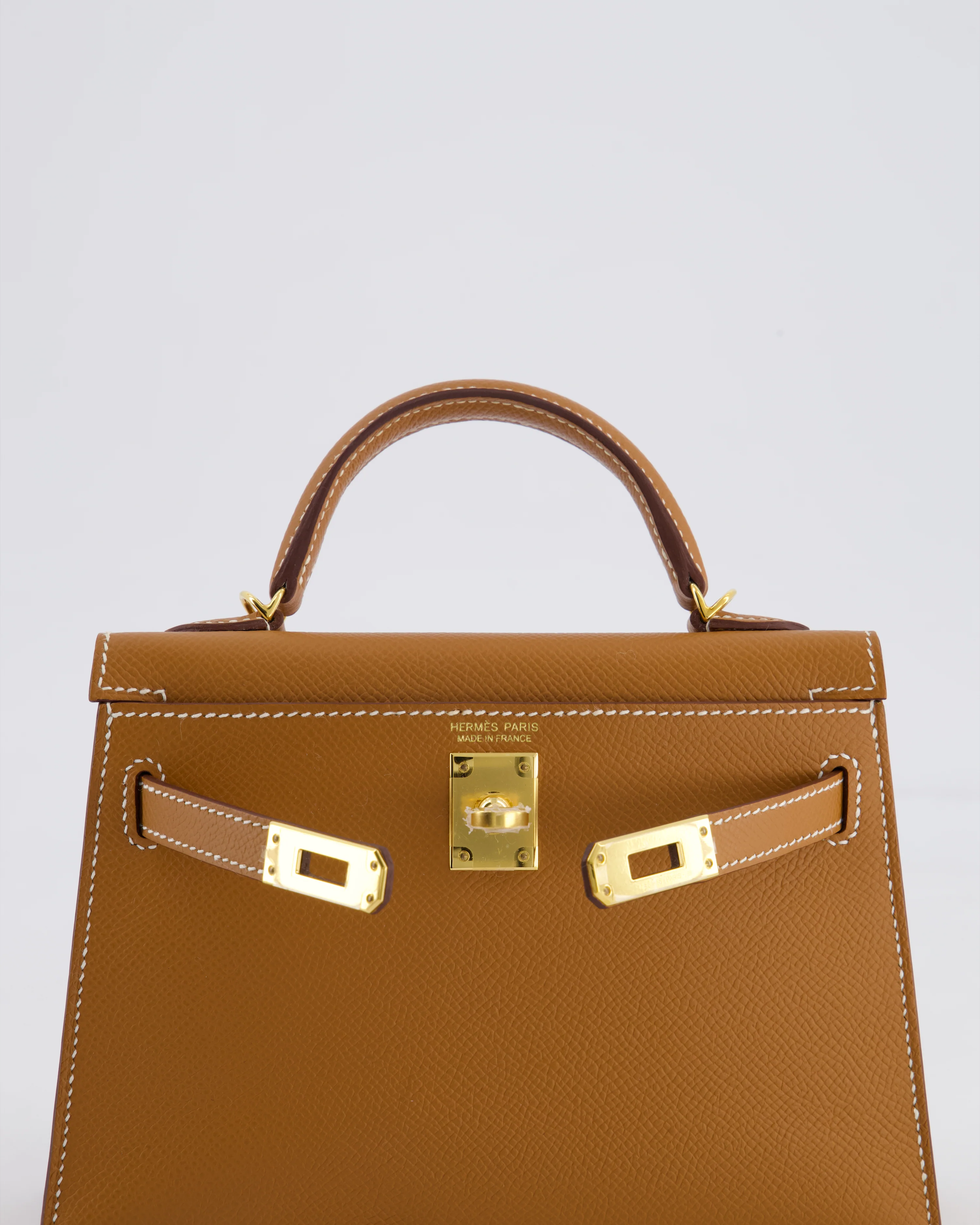 Hermes Mini Kelly II 20 Bag in Gold Epsom Leather with Gold Hardware - Image 12
