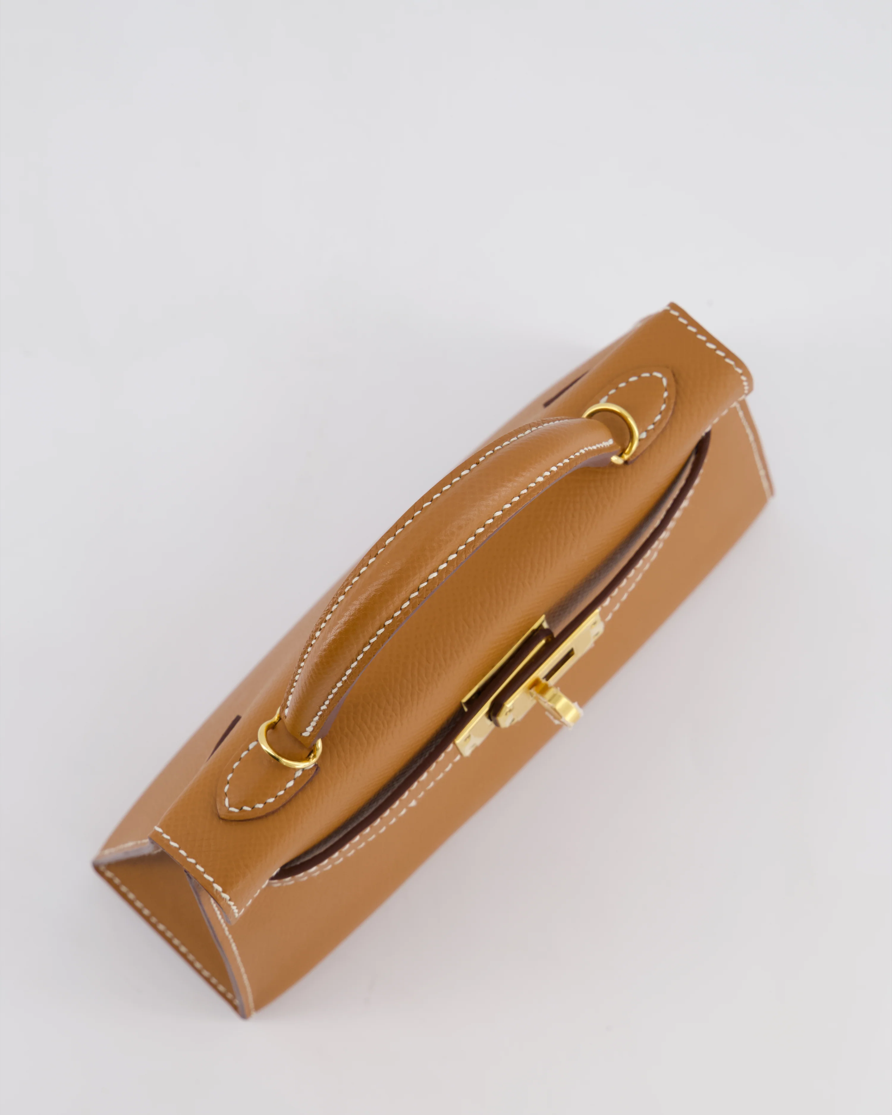 Hermes Mini Kelly II 20 Bag in Gold Epsom Leather with Gold Hardware - Image 17