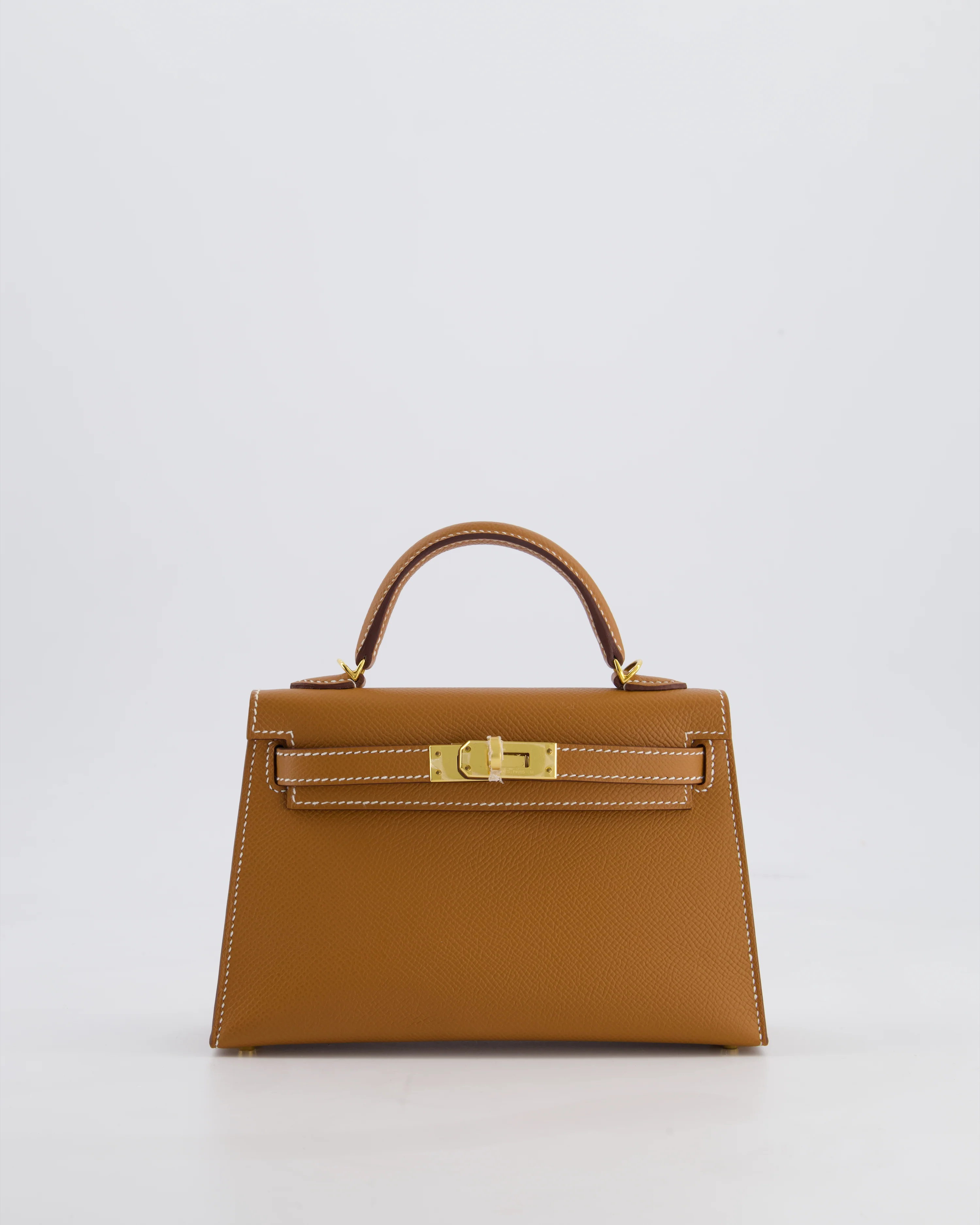 Hermes Mini Kelly II 20 Bag in Gold Epsom Leather with Gold Hardware - Image 3
