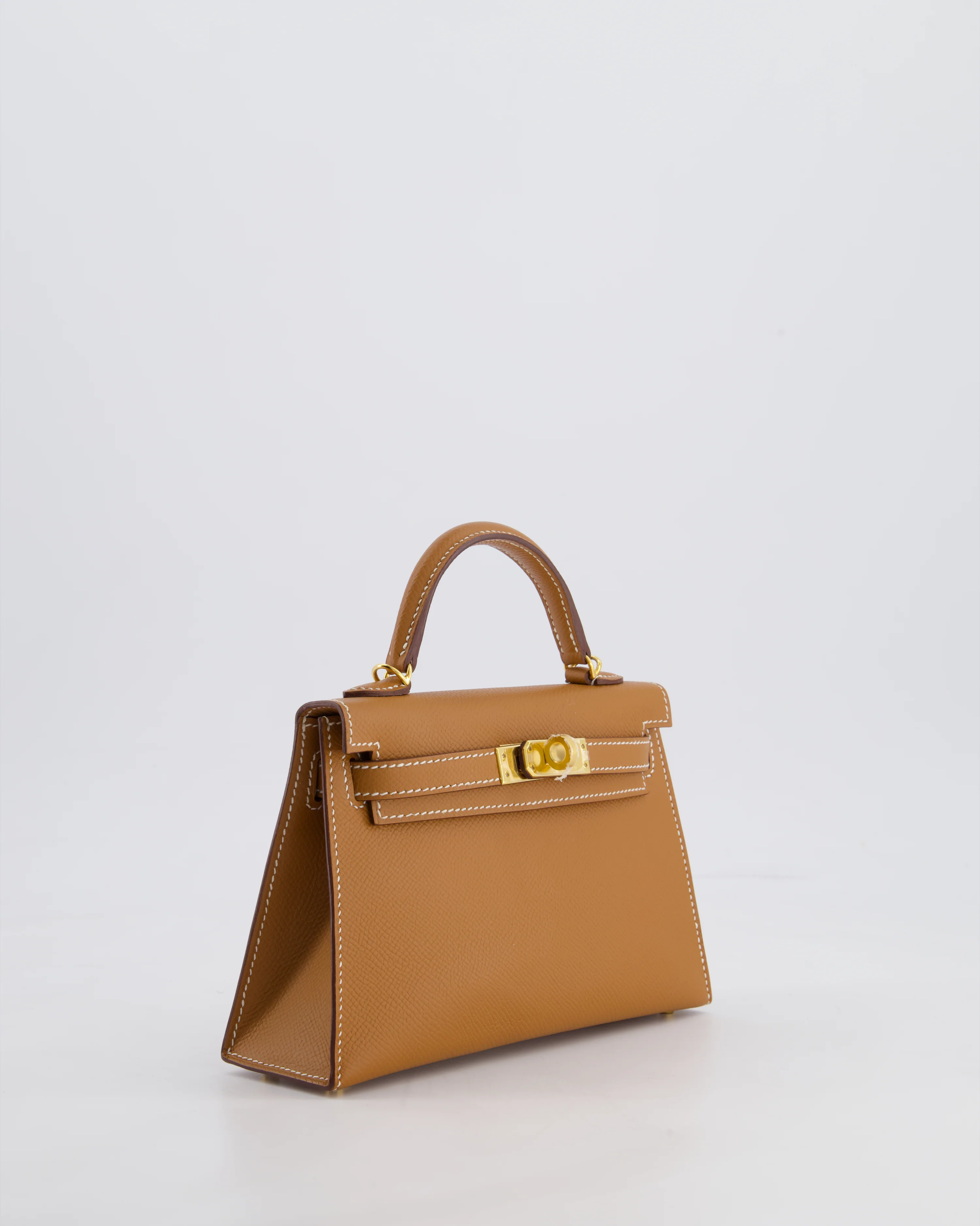 Hermes Mini Kelly II 20 Bag in Gold Epsom Leather with Gold Hardware - Image 4