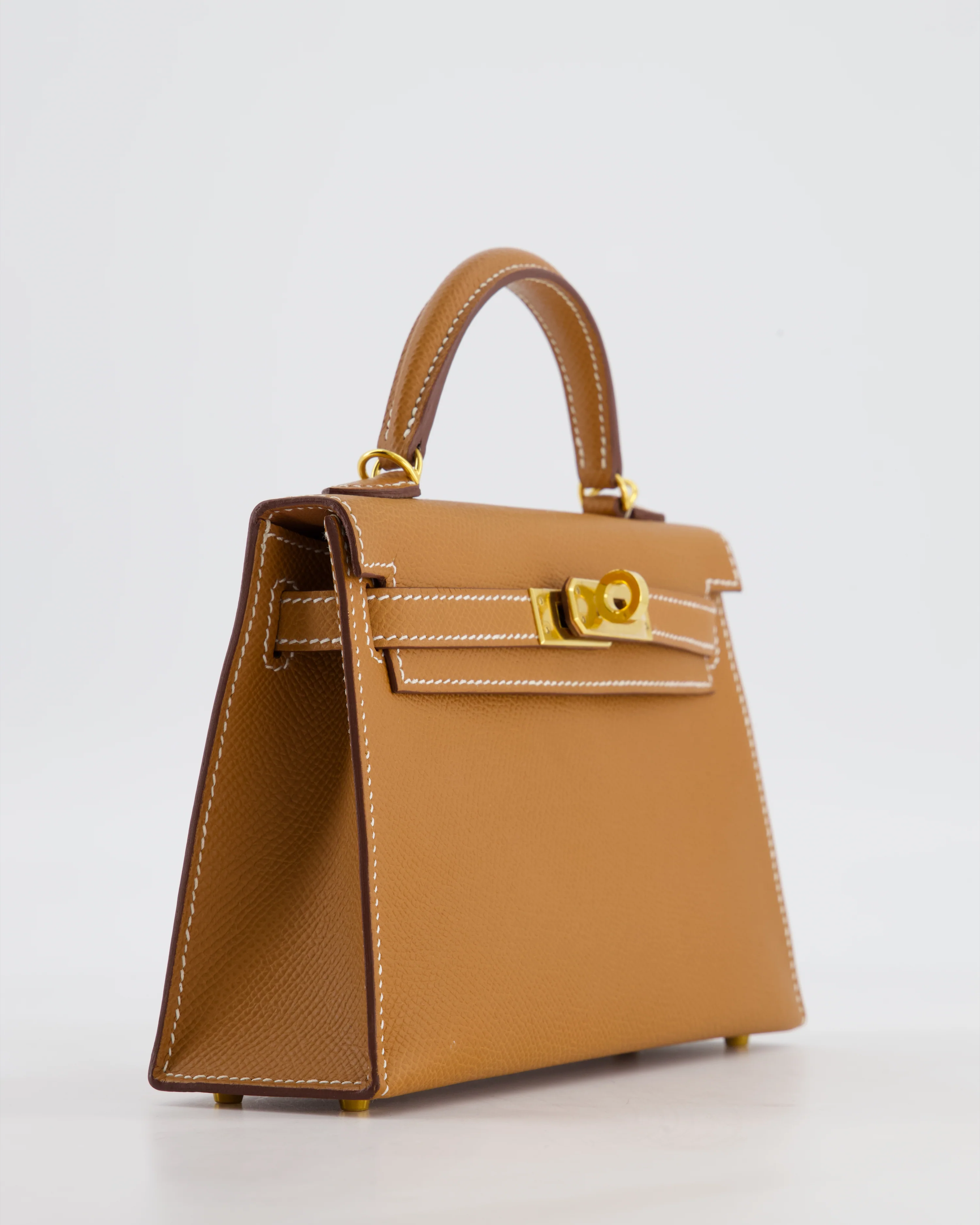 Hermès Mini Kelly II 20 Bag in Gold Epsom Leather with Gold Hardware - Image 10