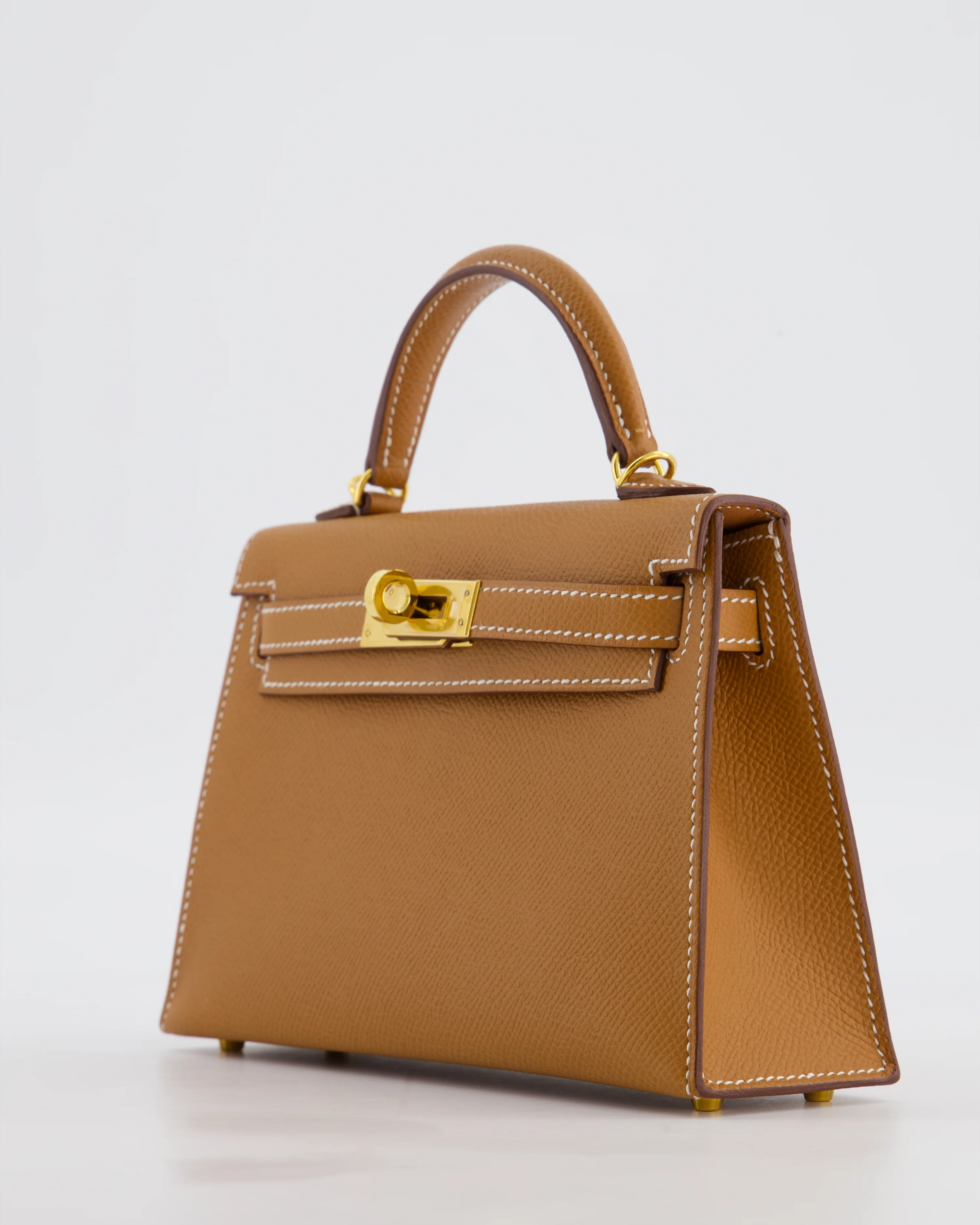 Hermès Mini Kelly II 20 Bag in Gold Epsom Leather with Gold Hardware - Image 11