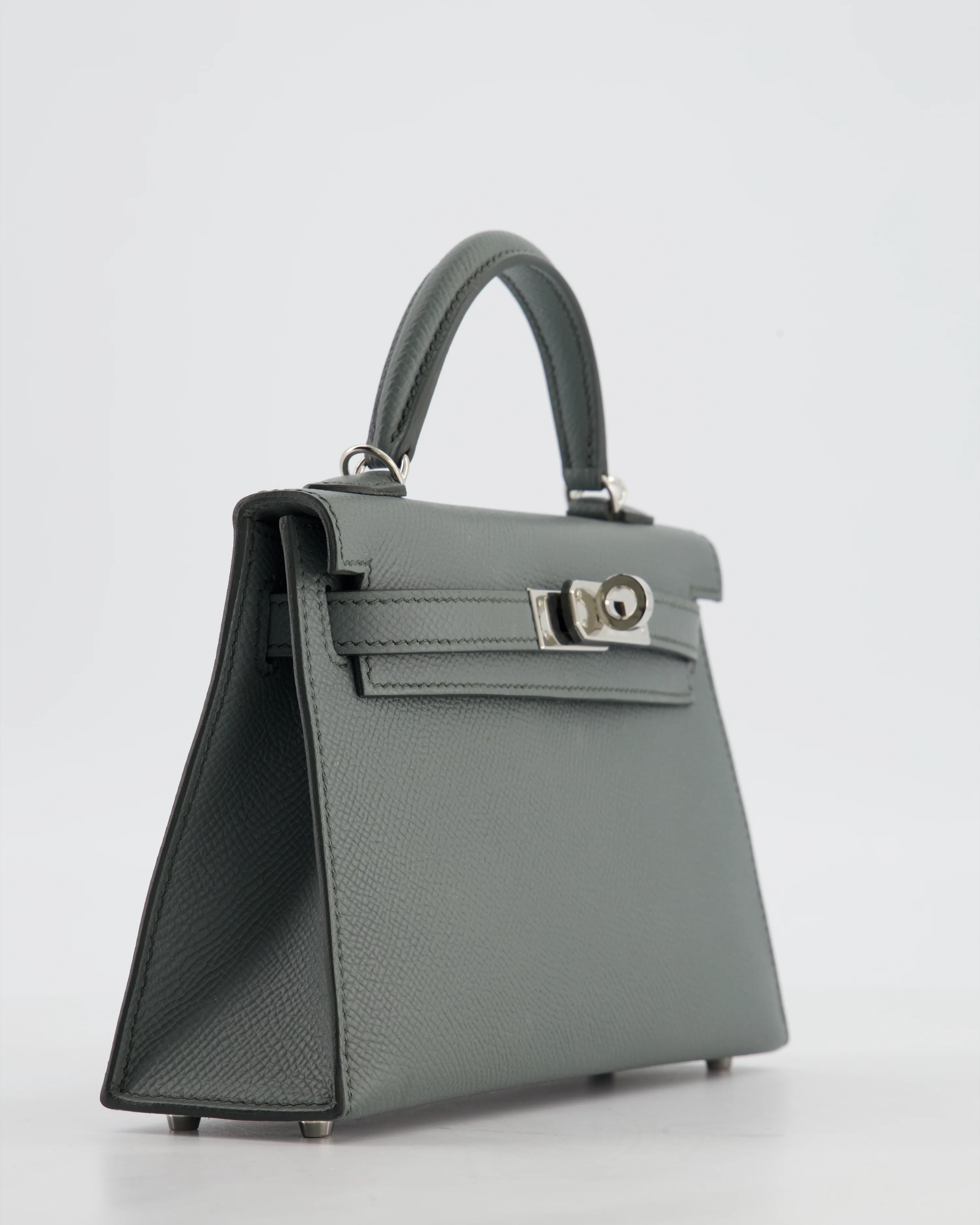 Hermès Mini Kelly II 20 Bag in Vert Amande Epsom Leather with Palladium Hardware - Image 10