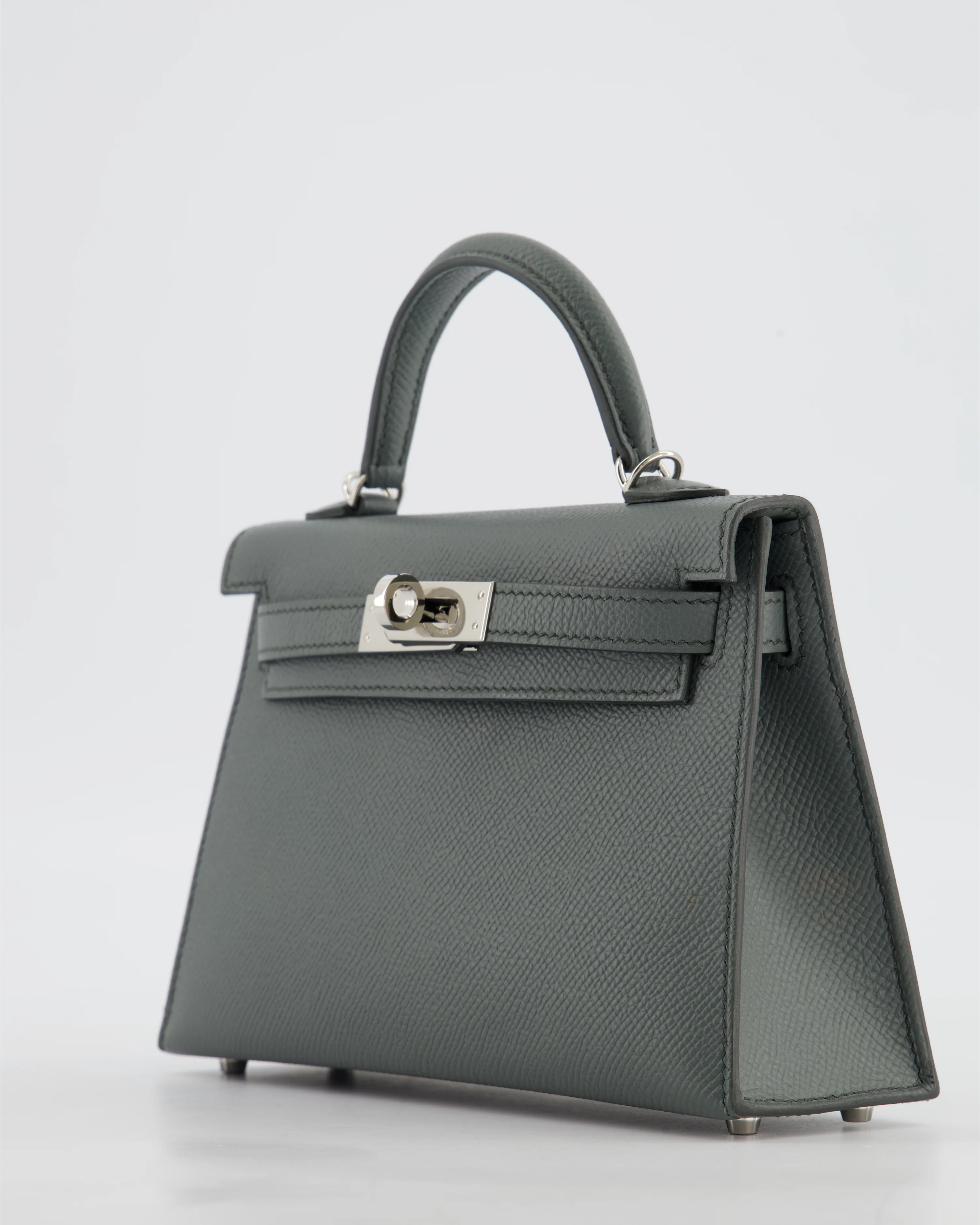 Hermès Mini Kelly II 20 Bag in Vert Amande Epsom Leather with Palladium Hardware - Image 11