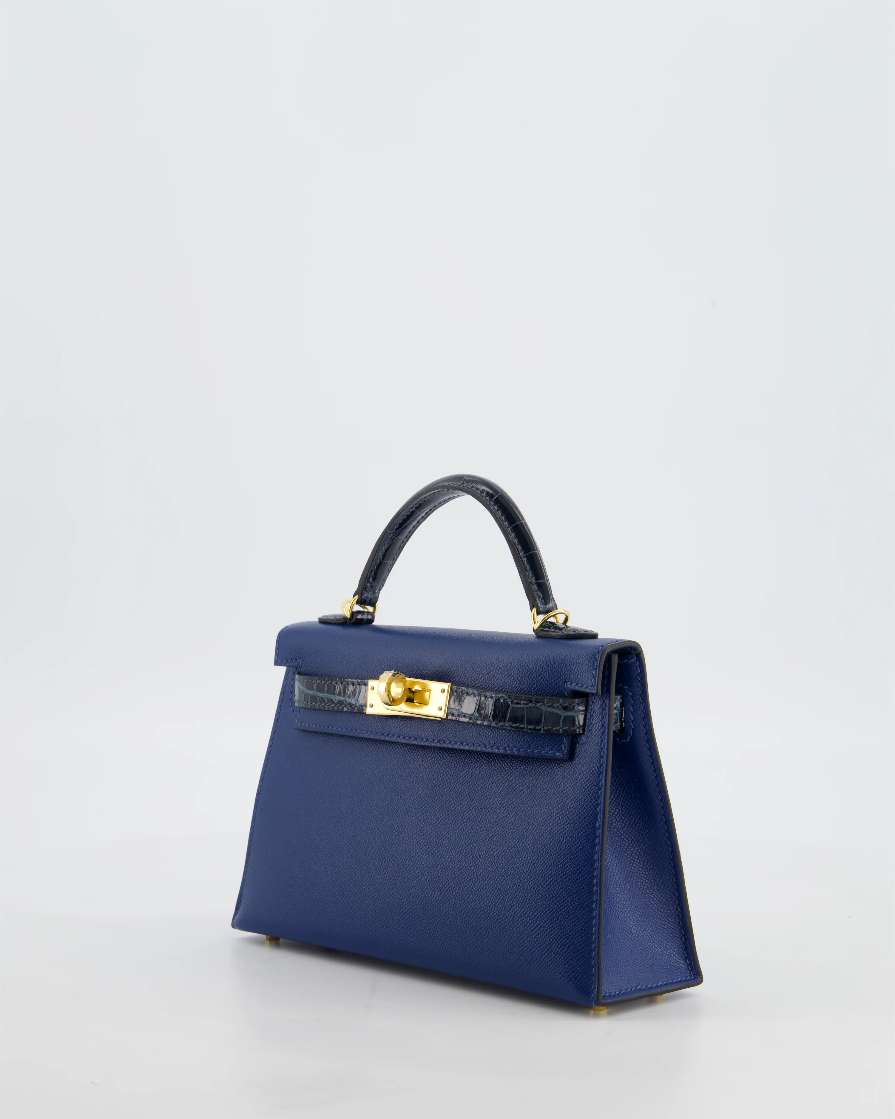 *HOT & RARE* Hermès Mini Kelly II 20cm Touch Bag in Deep Blue Madame and Bleu Baltique Alligator Leather with Gold Hardware - Image 10