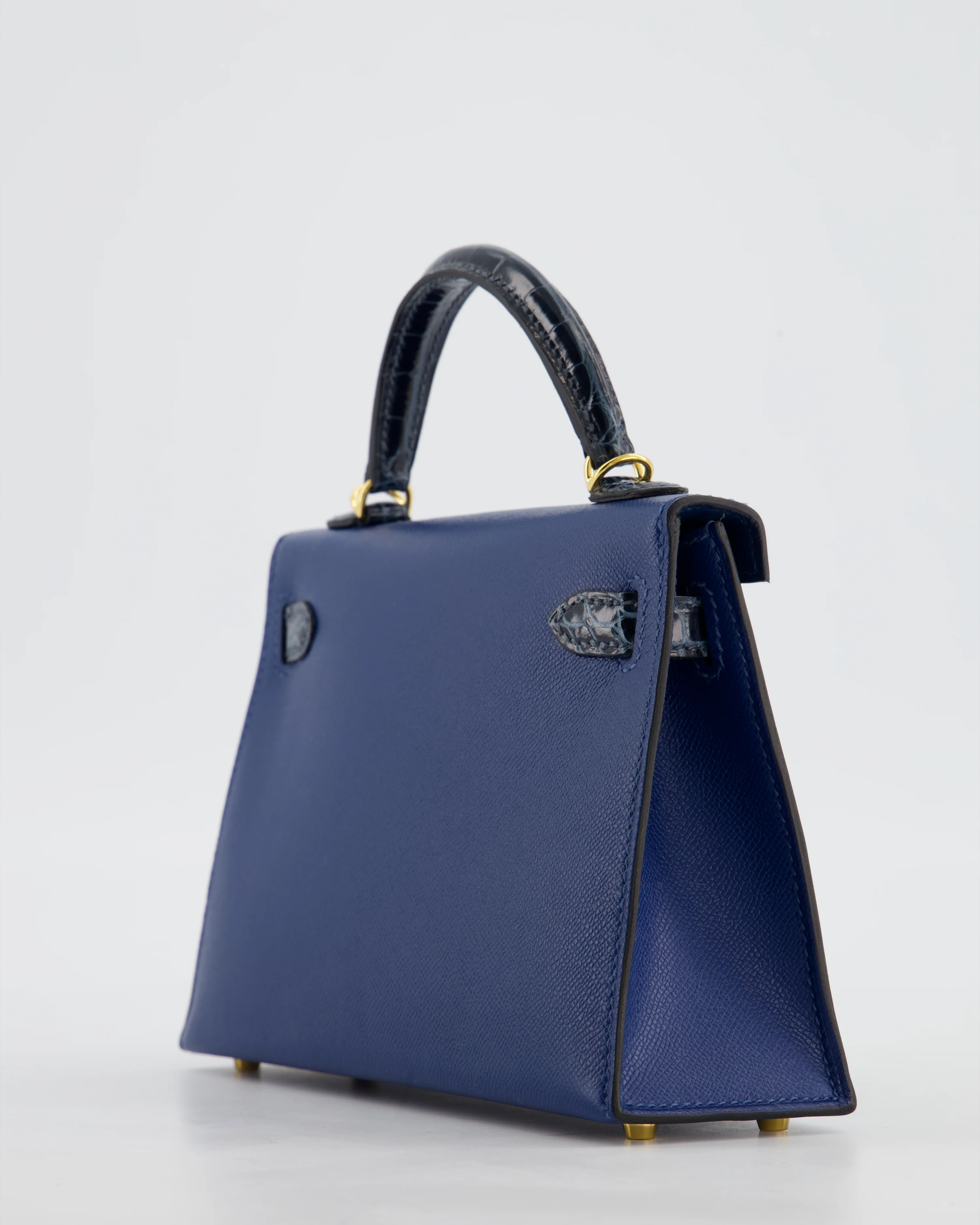 *HOT & RARE* Hermès Mini Kelly II 20cm Touch Bag in Deep Blue Madame and Bleu Baltique Alligator Leather with Gold Hardware - Image 13