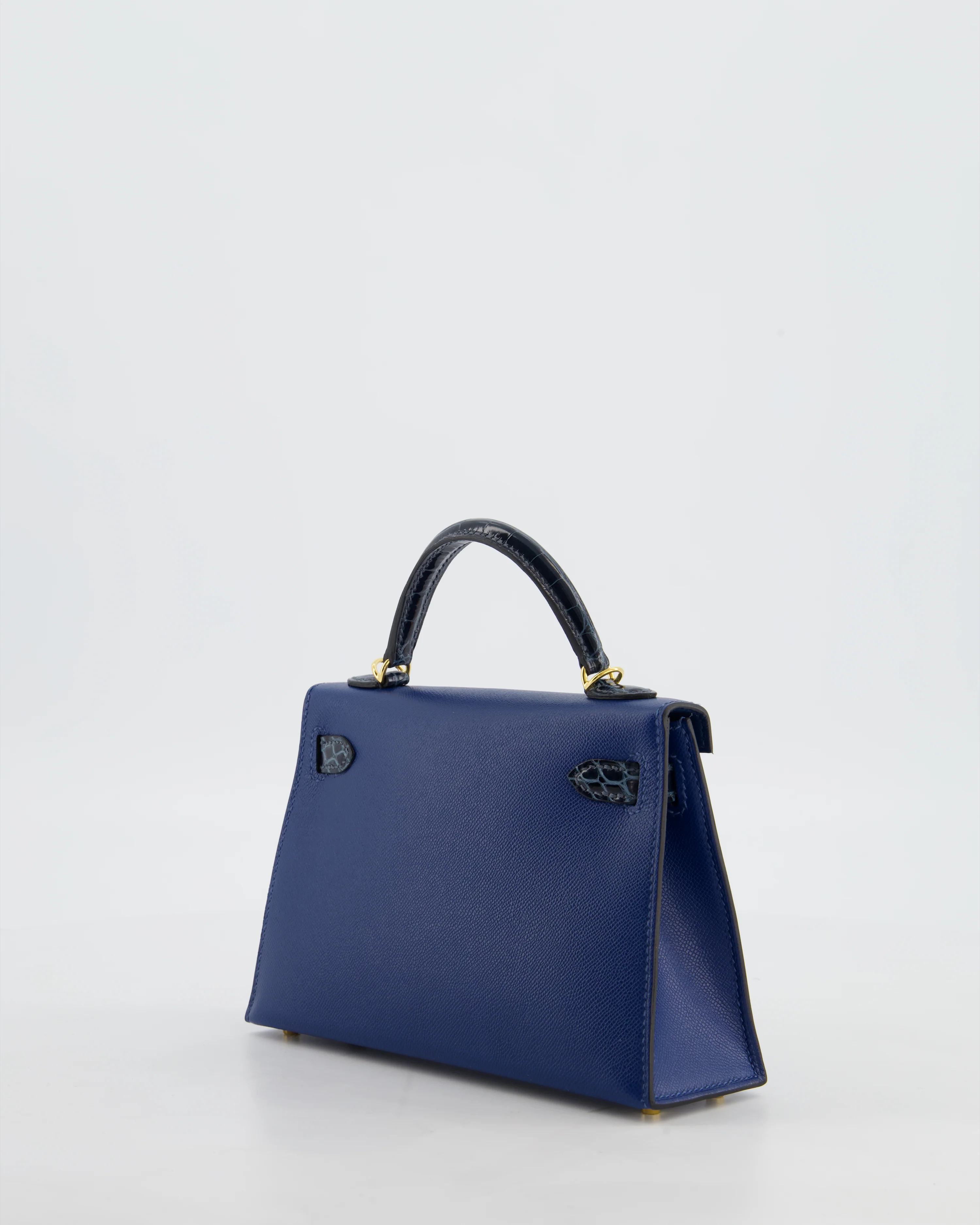 *HOT & RARE* Hermès Mini Kelly II 20cm Touch Bag in Deep Blue Madame and Bleu Baltique Alligator Leather with Gold Hardware - Image 6