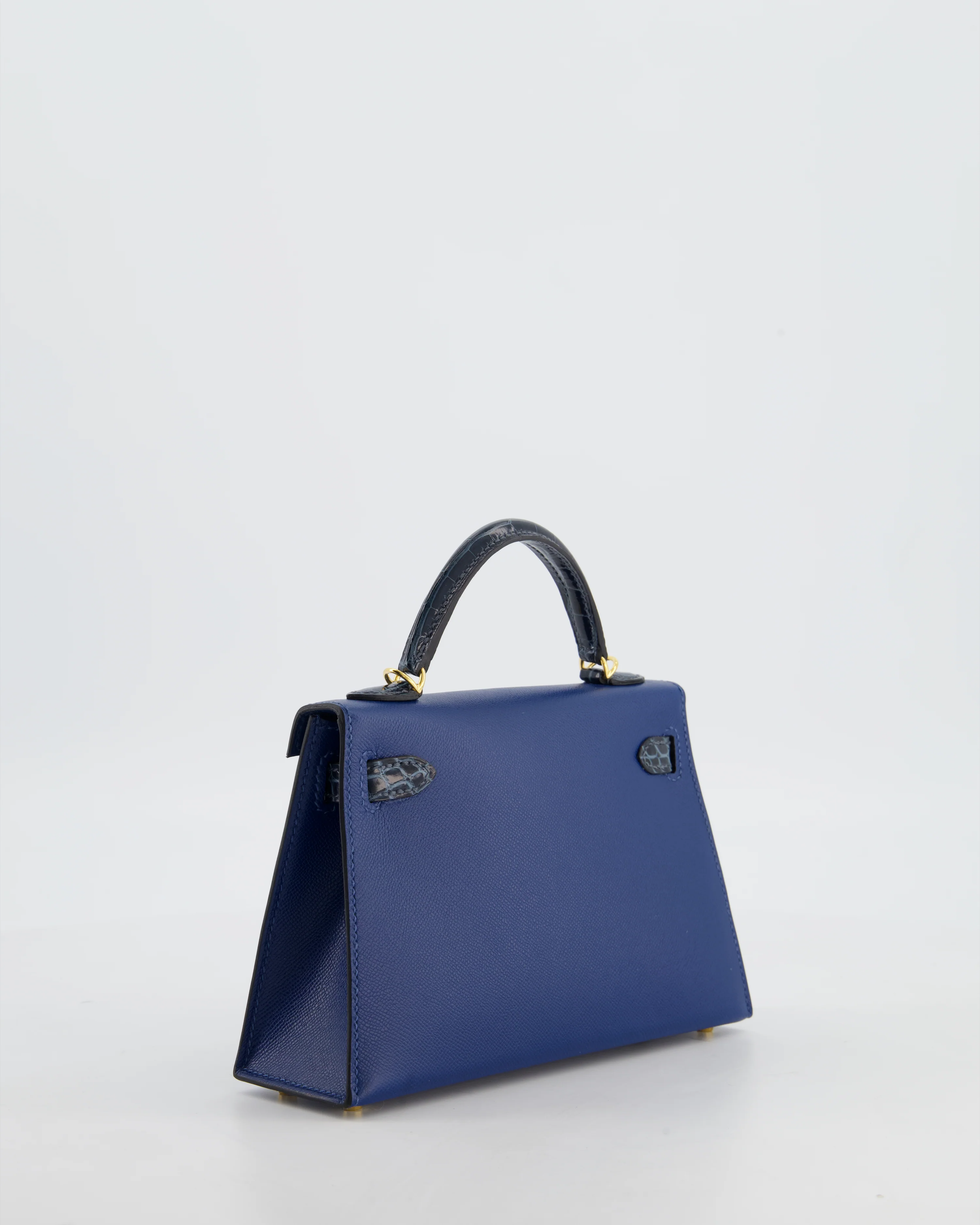 *HOT & RARE* Hermès Mini Kelly II 20cm Touch Bag in Deep Blue Madame and Bleu Baltique Alligator Leather with Gold Hardware - Image 8