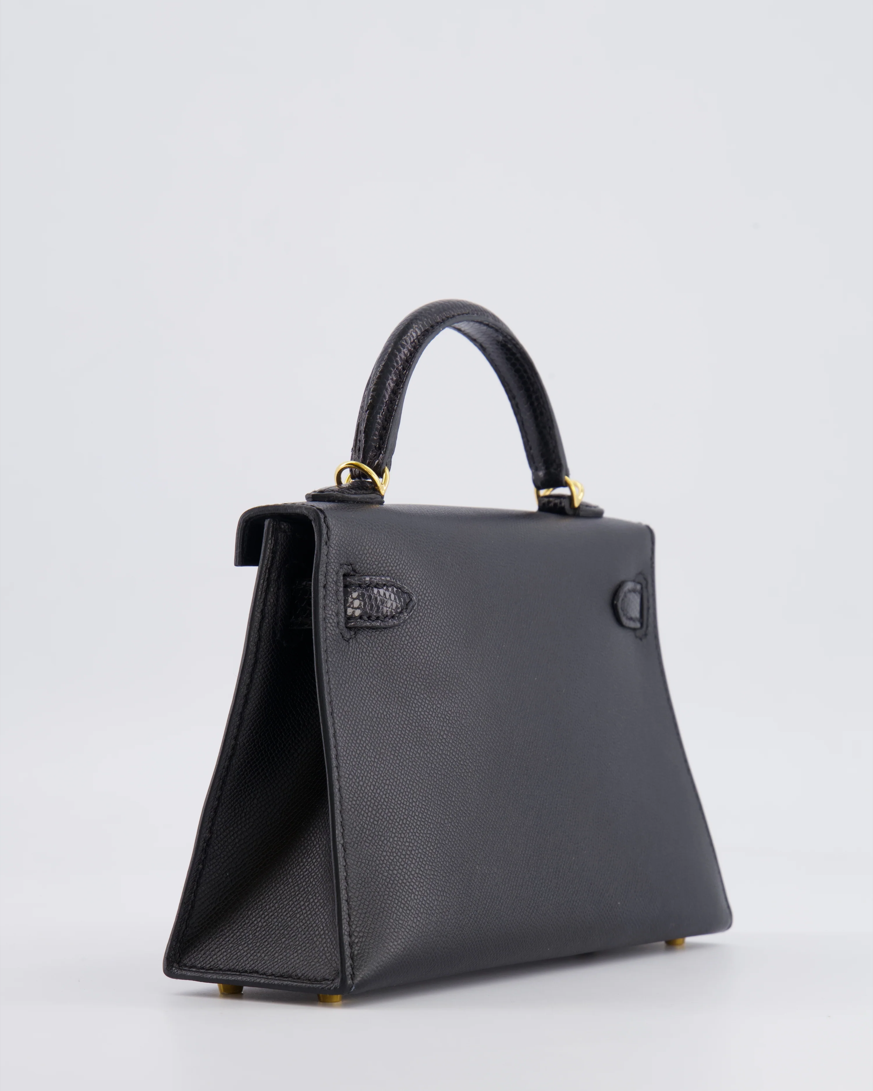 Hermès Mini Kelly II 20cm Touch Bag in Noir Madame and Lizard Leather with Gold Hardware - Image 14
