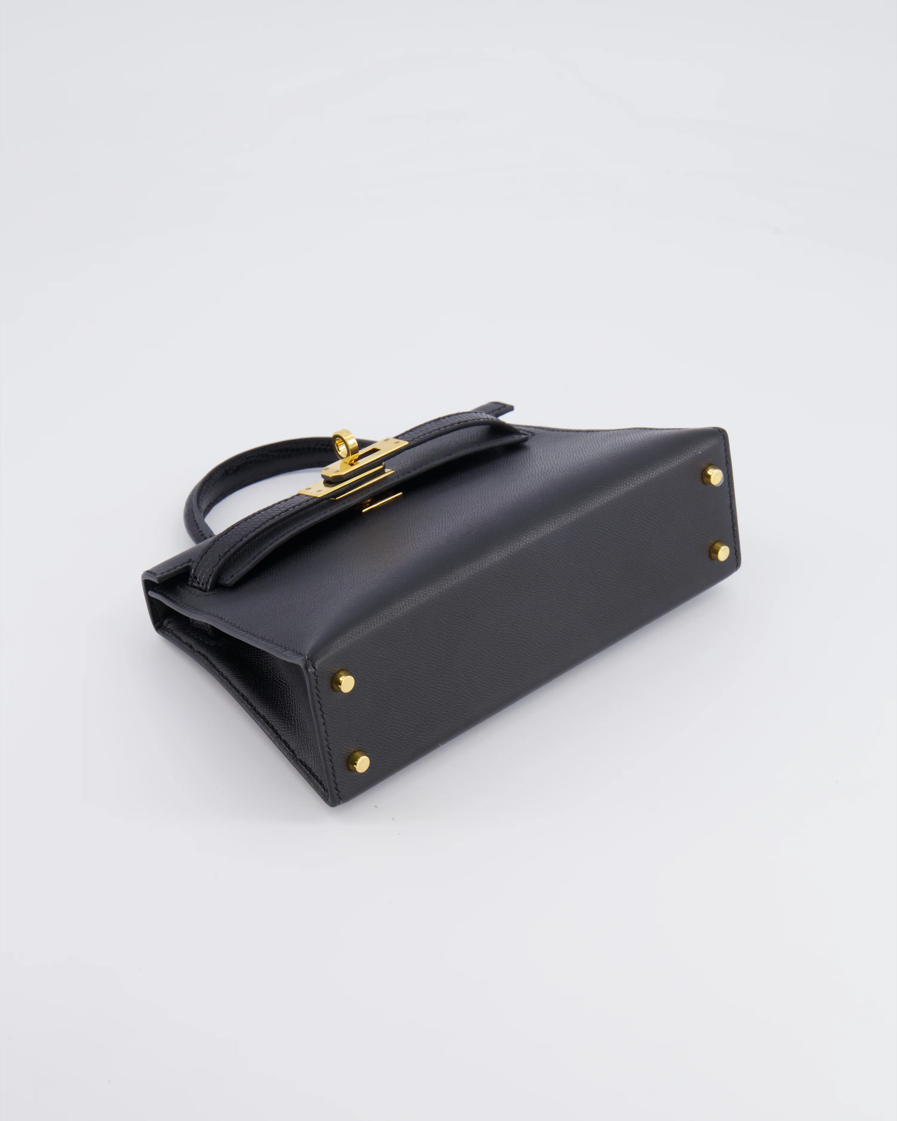 Hermès Mini Kelly II 20cm Touch Bag in Noir Madame and Lizard Leather with Gold Hardware - Image 19