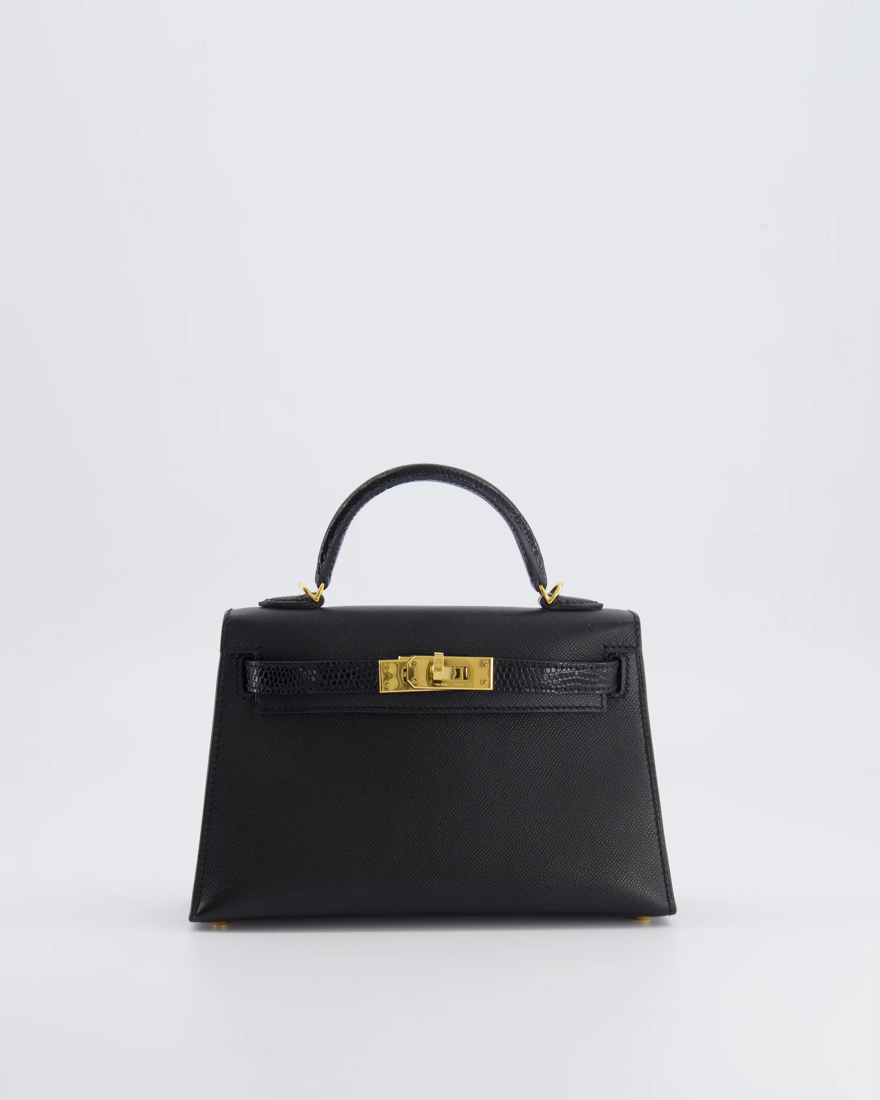 Hermès Mini Kelly II 20cm Touch Bag in Noir Madame and Lizard Leather with Gold Hardware - Image 2