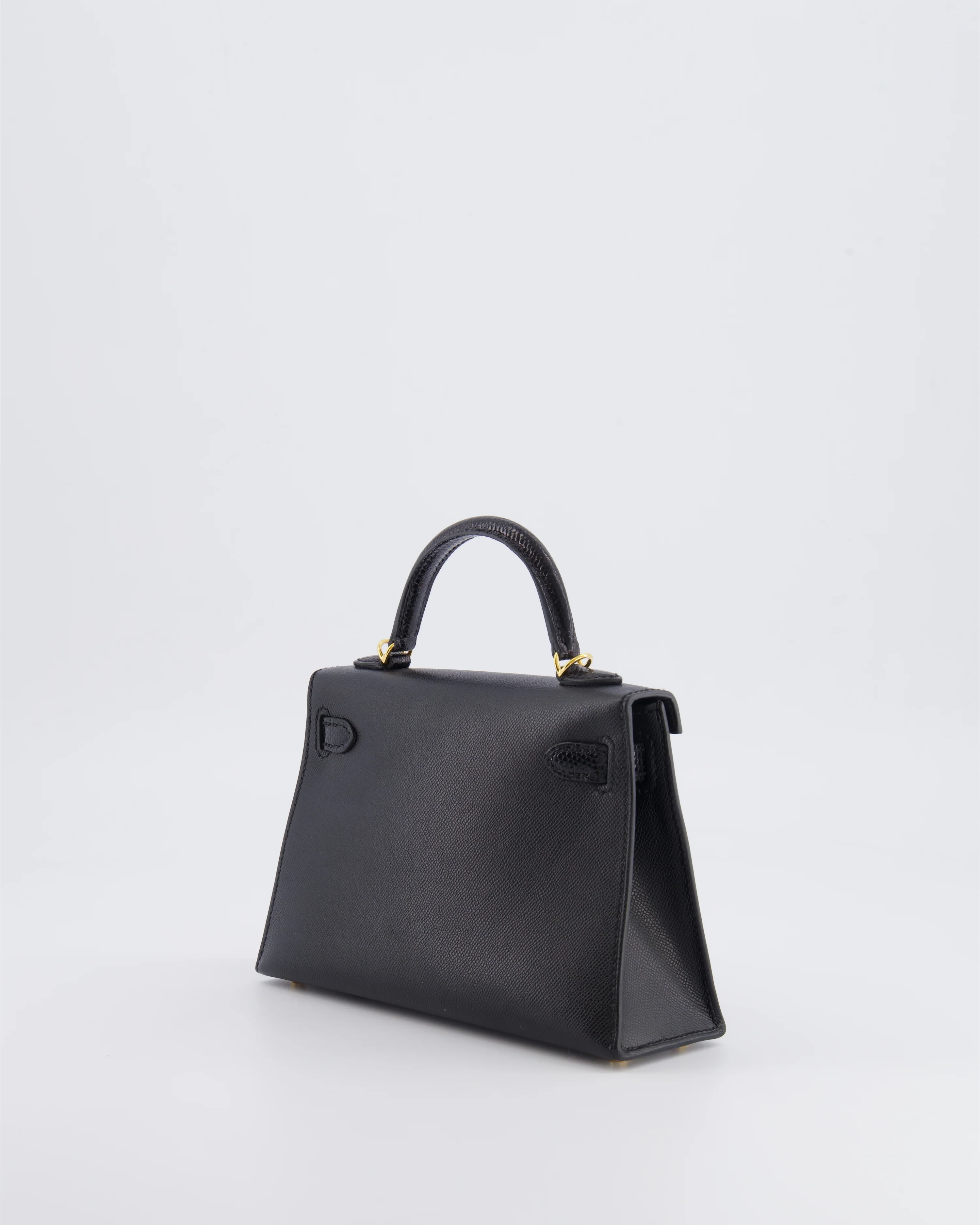 Hermès Mini Kelly II 20cm Touch Bag in Noir Madame and Lizard Leather with Gold Hardware - Image 6