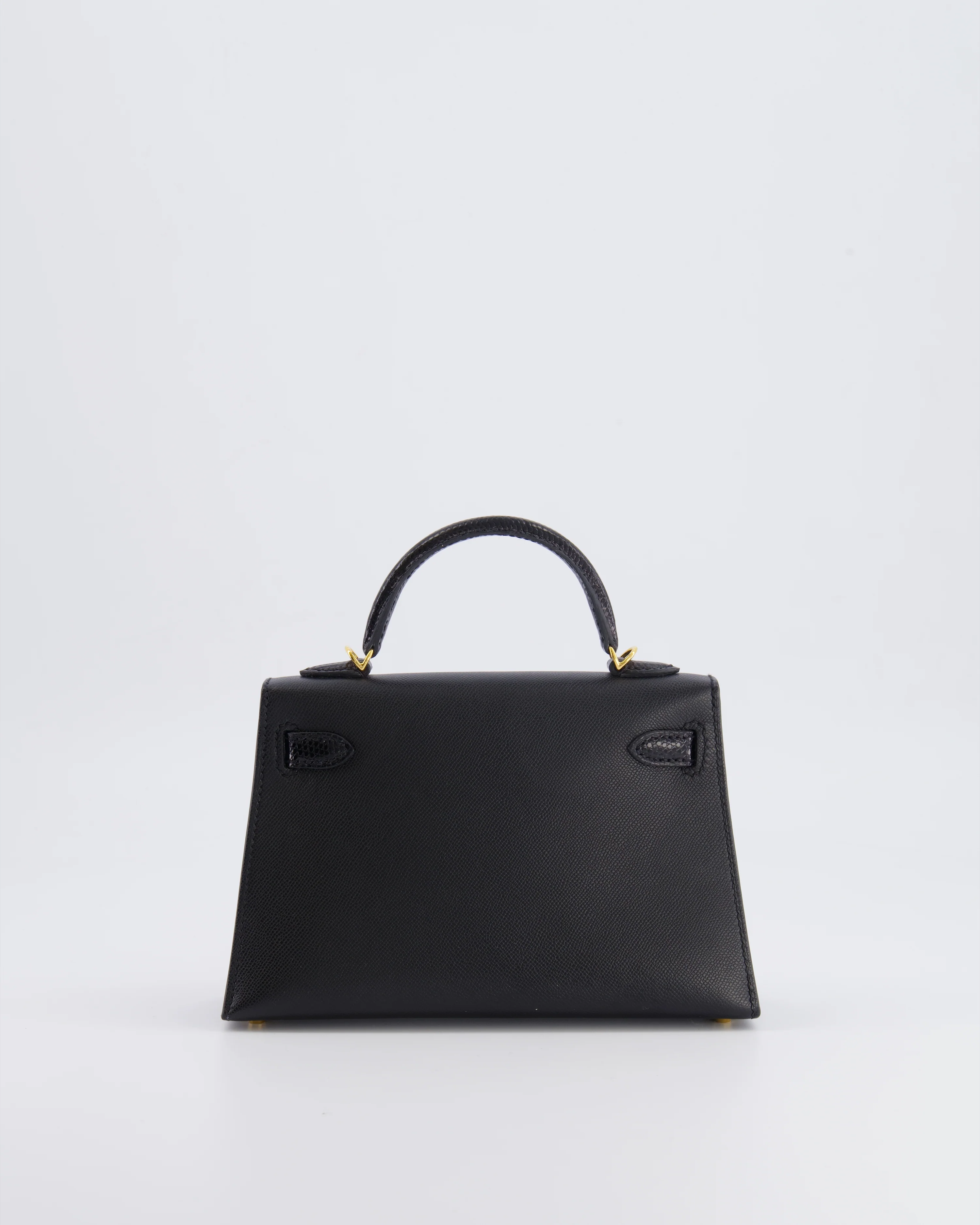 Hermès Mini Kelly II 20cm Touch Bag in Noir Madame and Lizard Leather with Gold Hardware - Image 7
