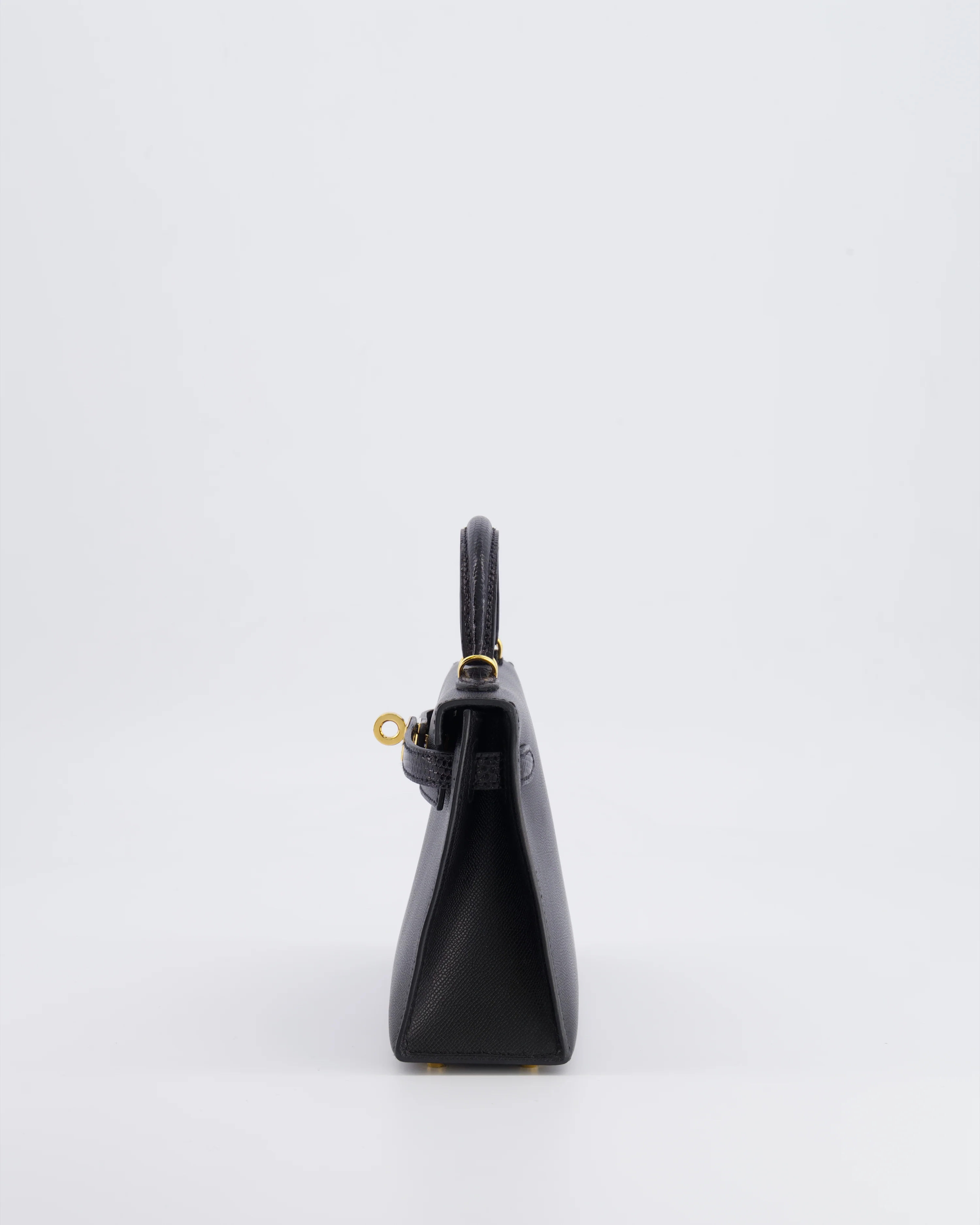 Hermès Mini Kelly II 20cm Touch Bag in Noir Madame and Lizard Leather with Gold Hardware - Image 9