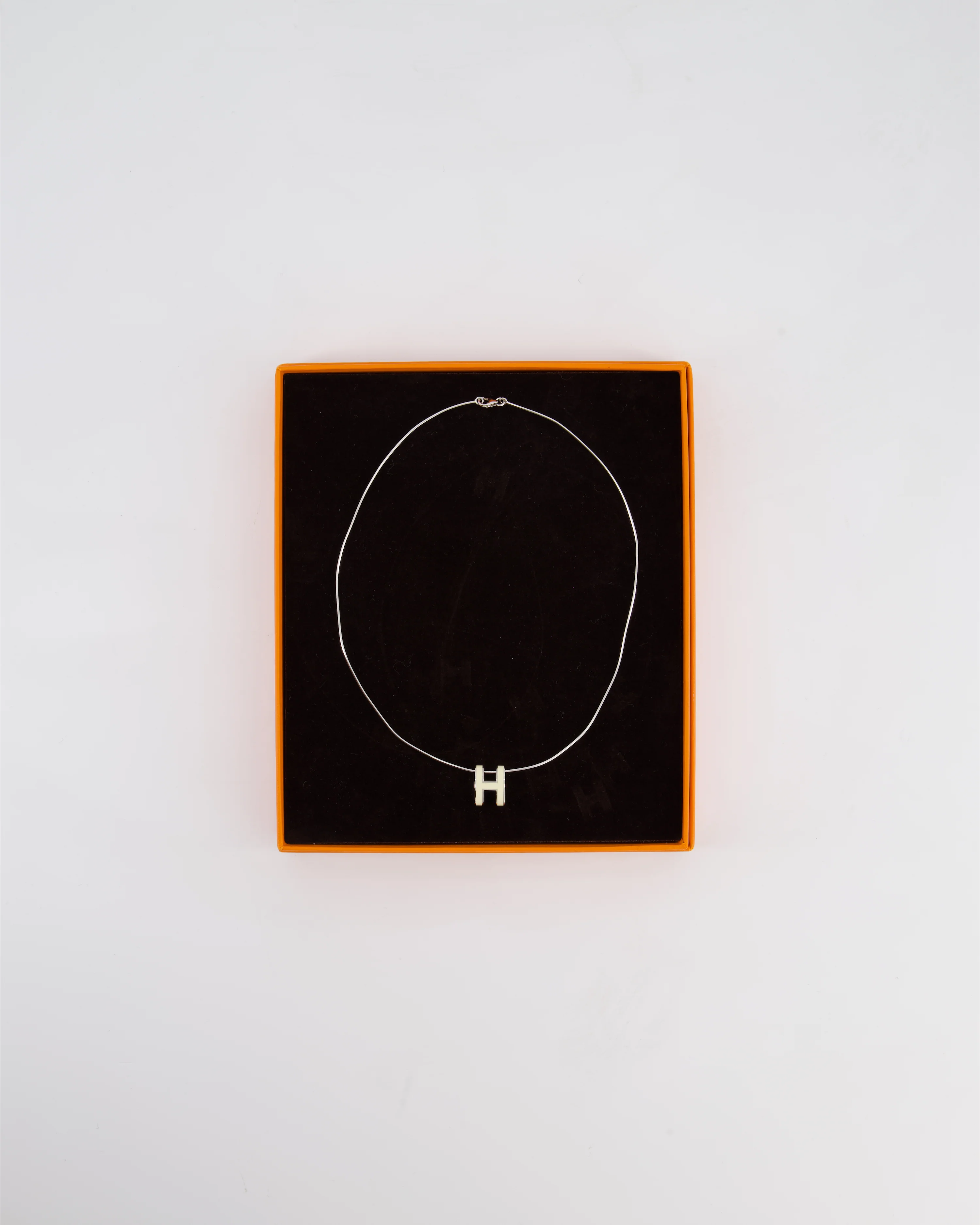 Hermès White Pop H Pendant Necklace with Palladium Hardware - Image 10