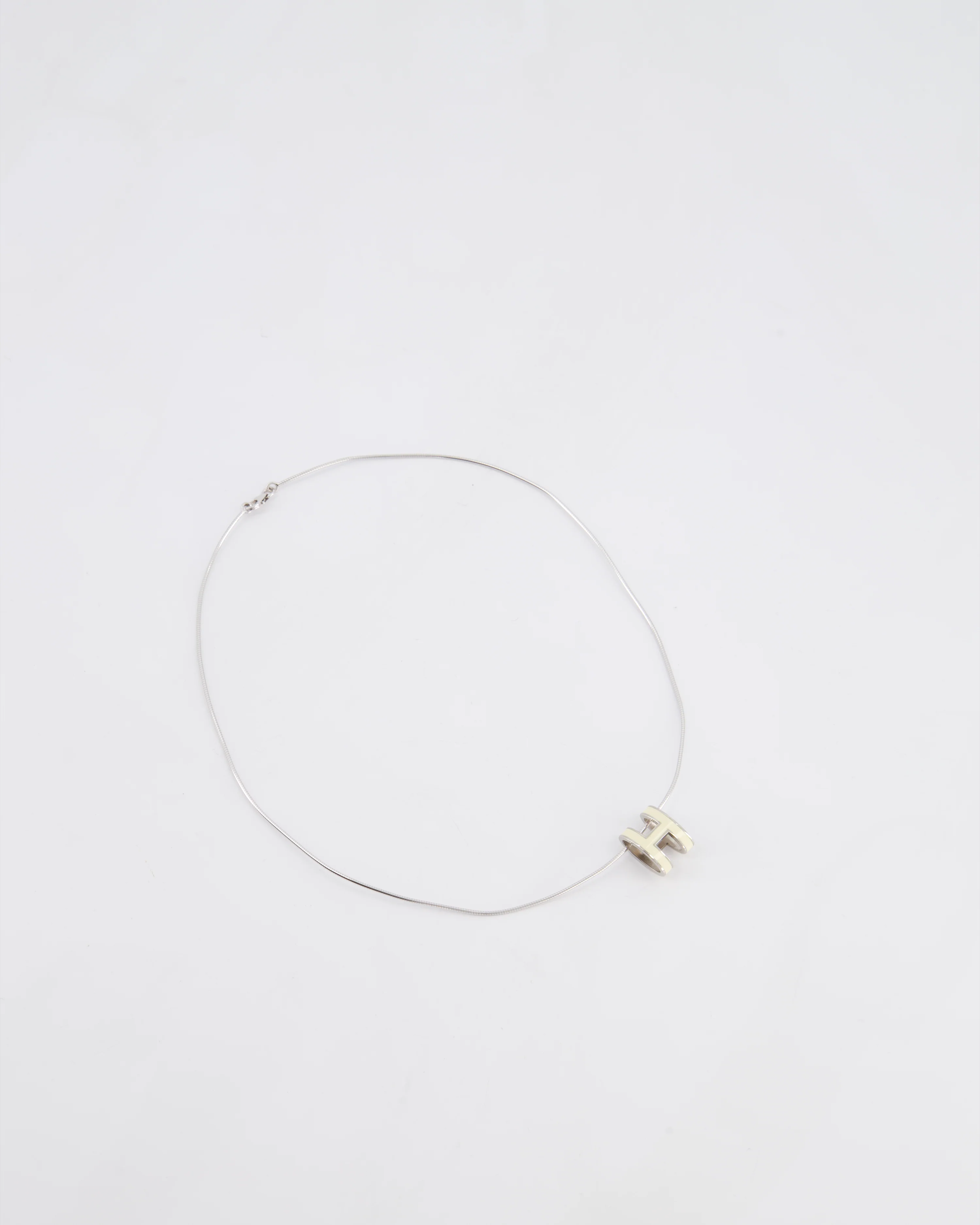 Hermès White Pop H Pendant Necklace with Palladium Hardware - Image 2