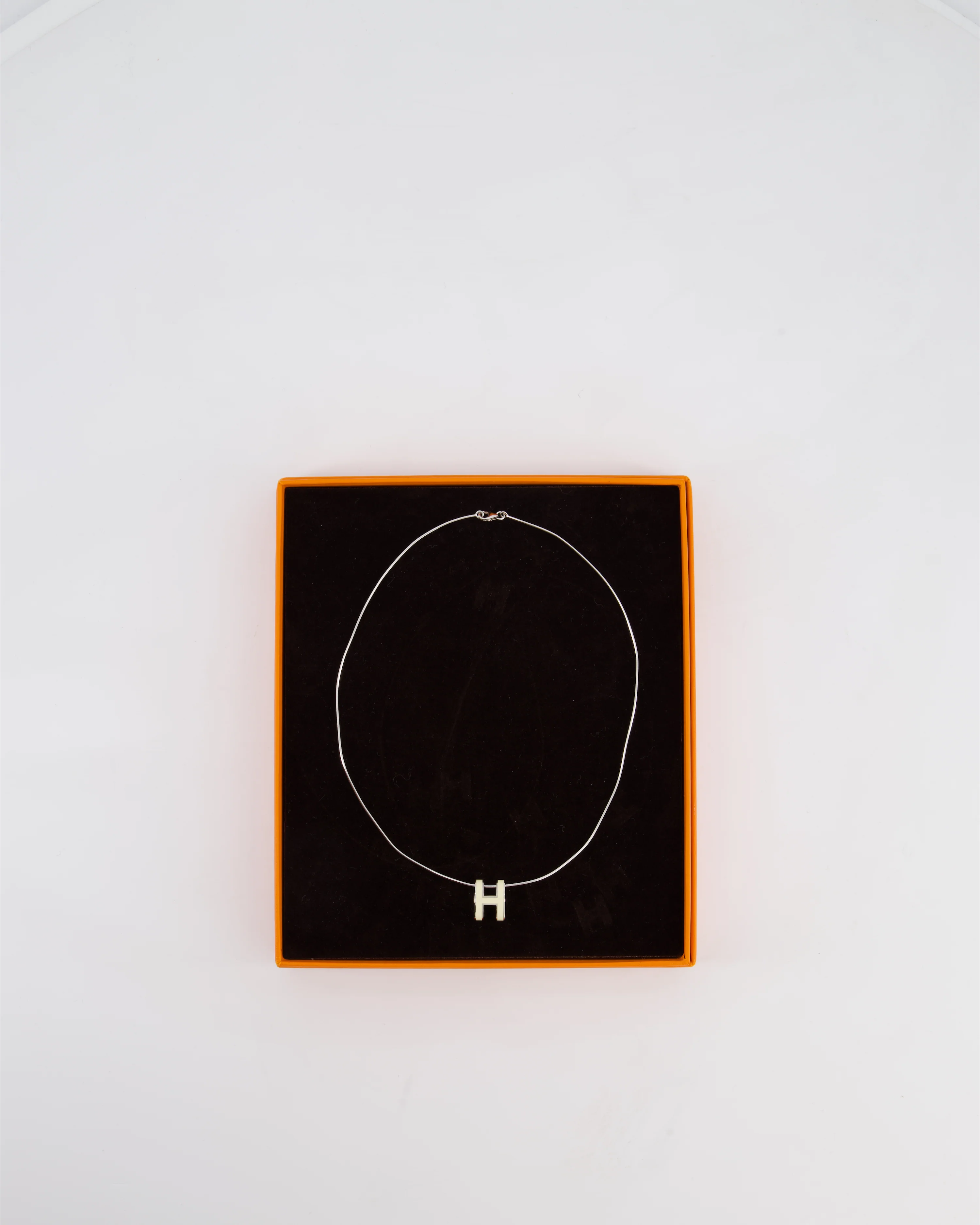 Hermès White Pop H Pendant Necklace with Palladium Hardware - Image 3