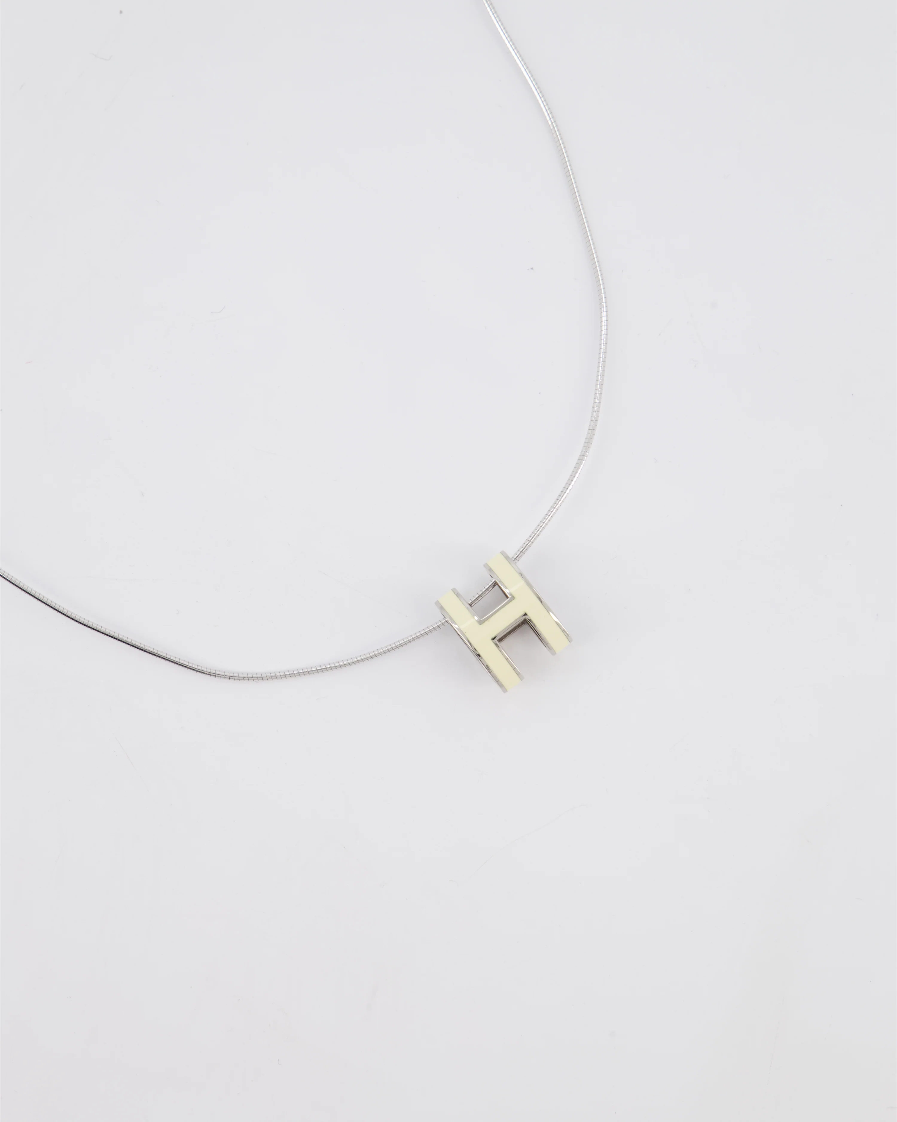 Hermès White Pop H Pendant Necklace with Palladium Hardware - Image 4