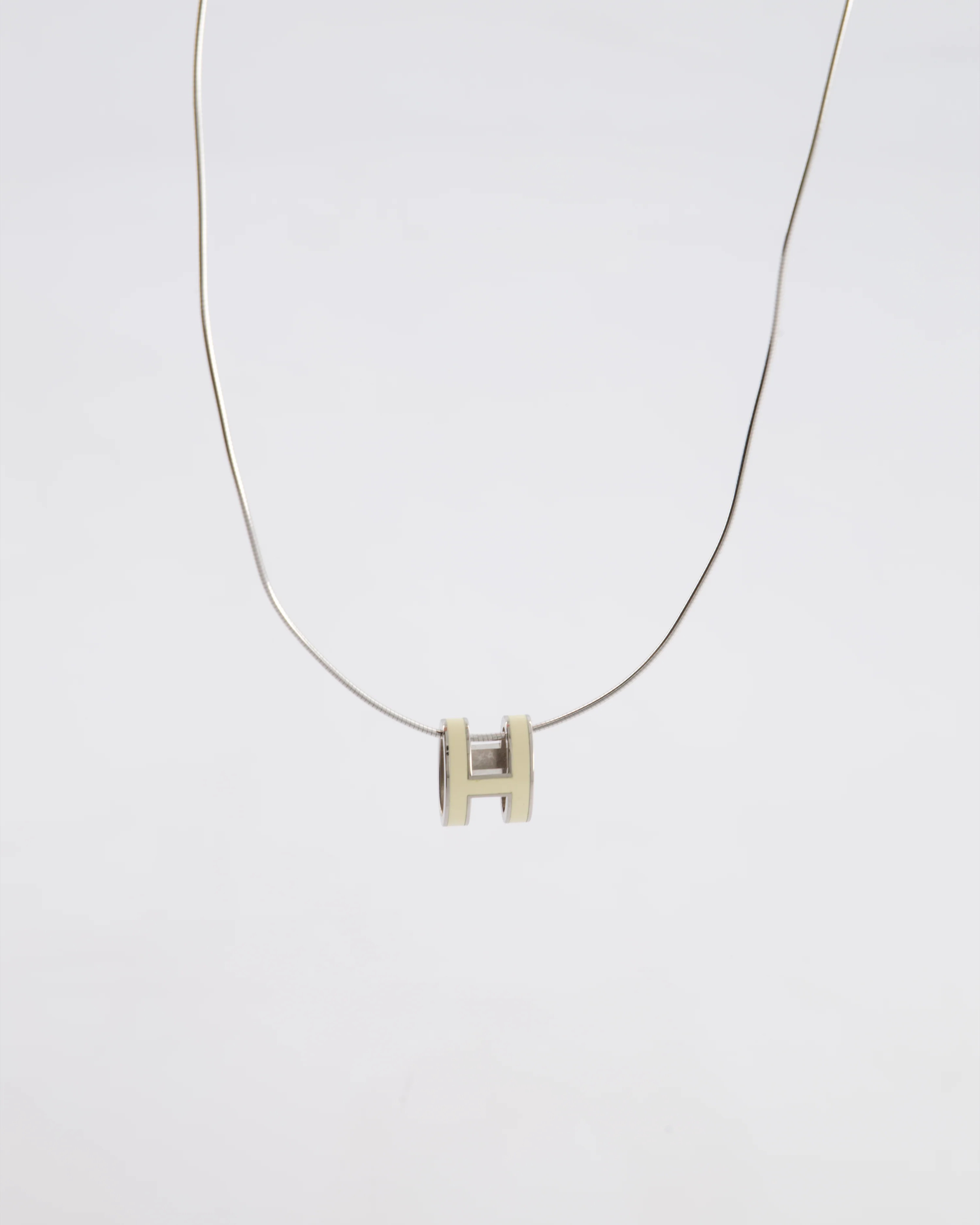 Hermès White Pop H Pendant Necklace with Palladium Hardware - Image 5