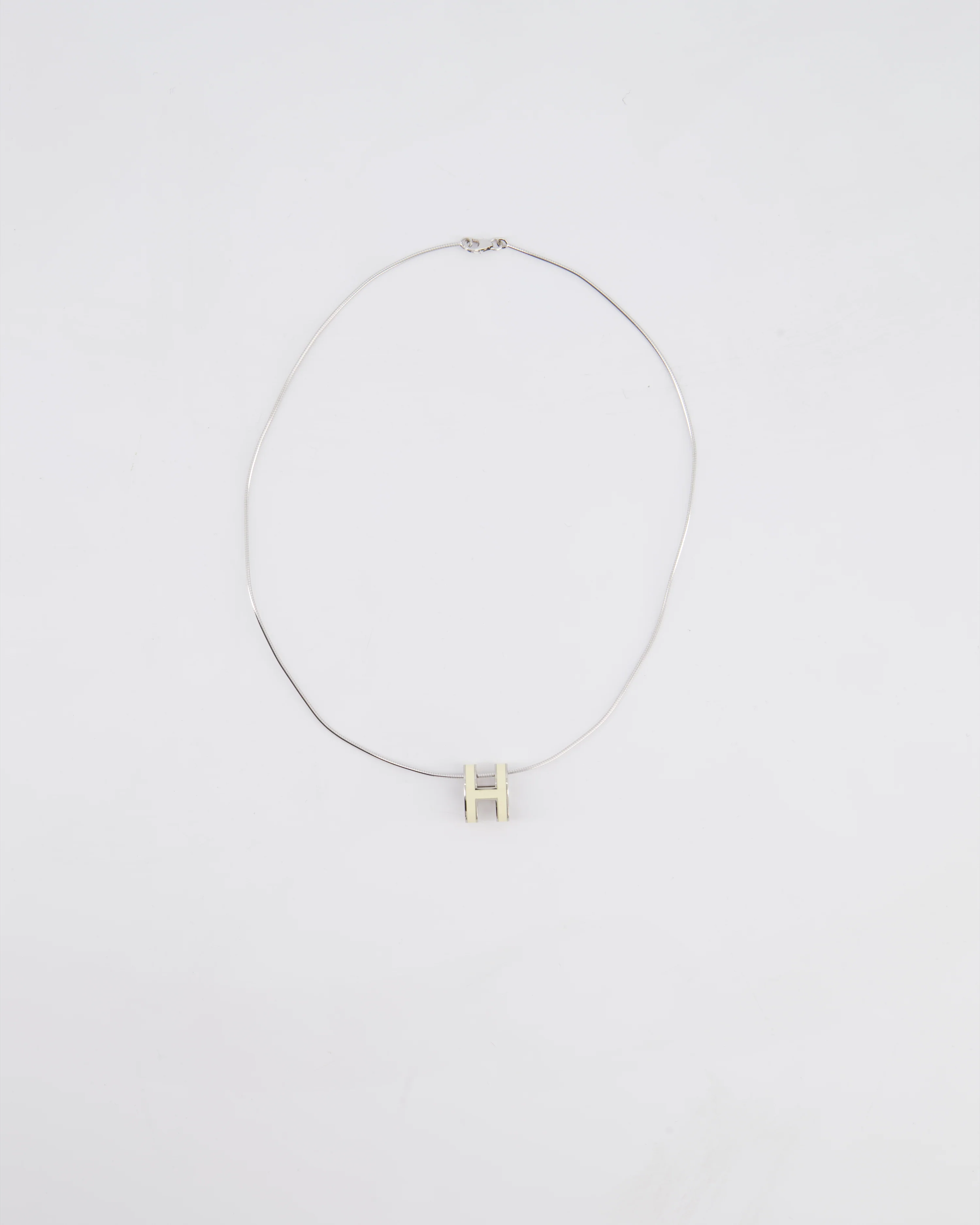 Hermès White Pop H Pendant Necklace with Palladium Hardware - Image 6