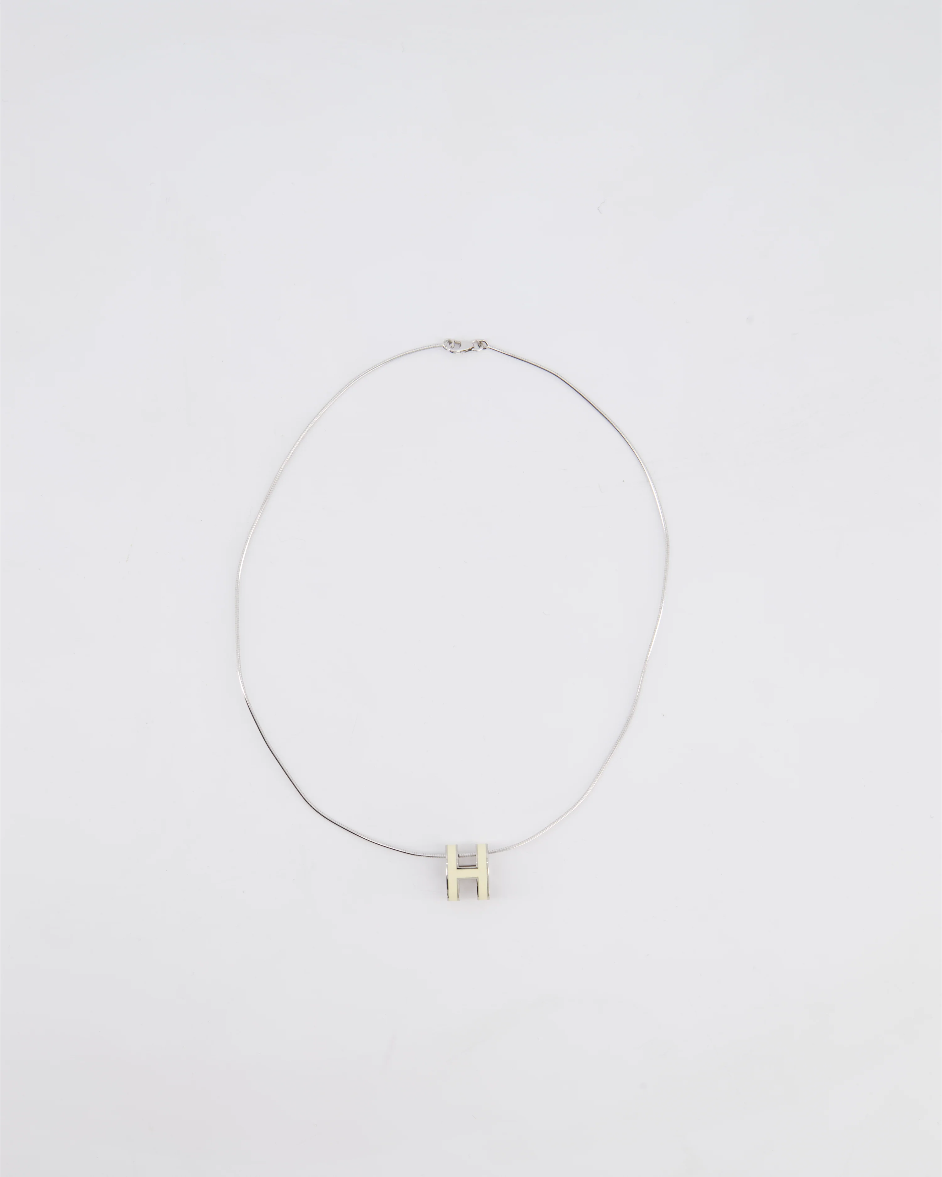 Hermès White Pop H Pendant Necklace with Palladium Hardware - Image 7