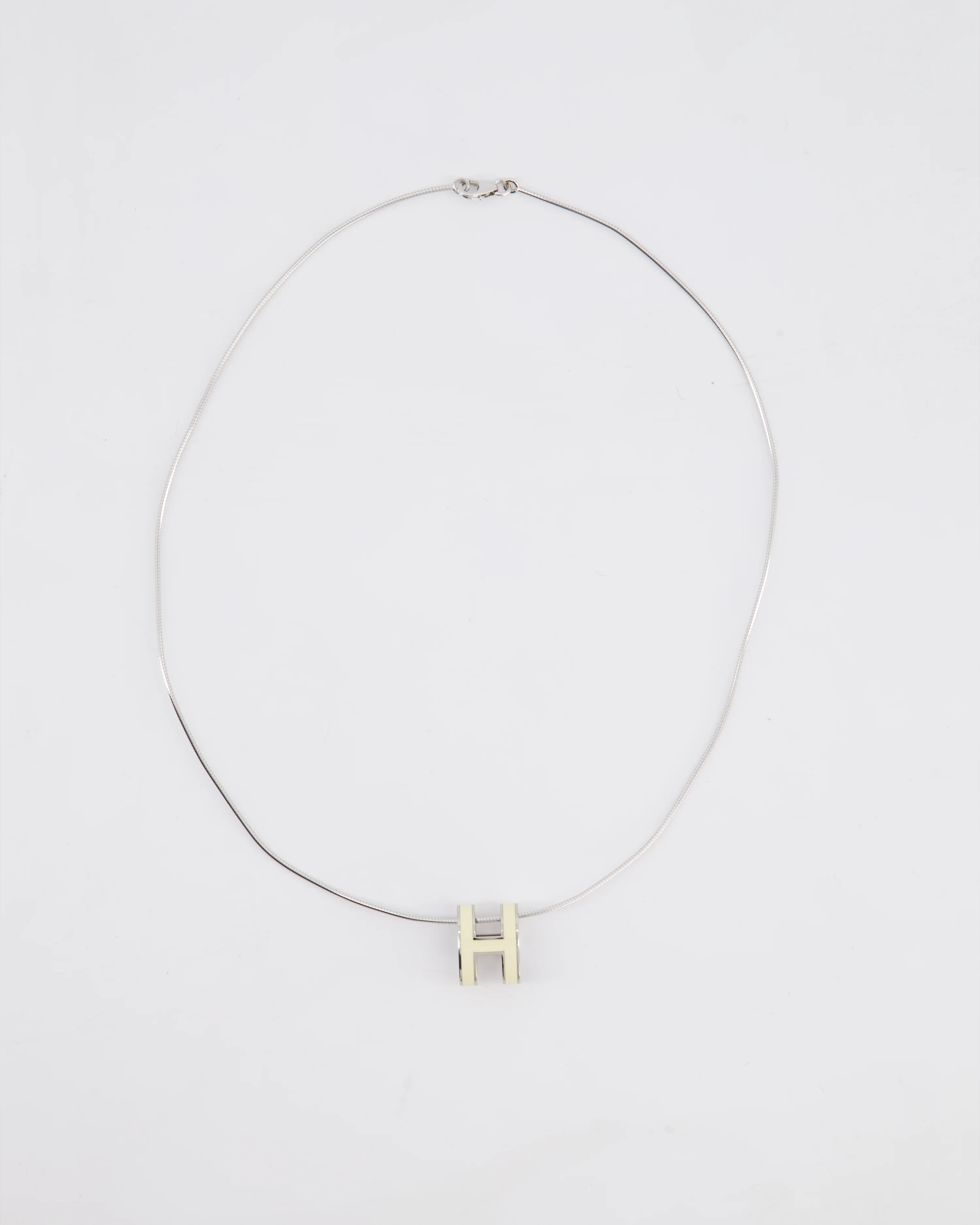 Hermès White Pop H Pendant Necklace with Palladium Hardware - Image 8