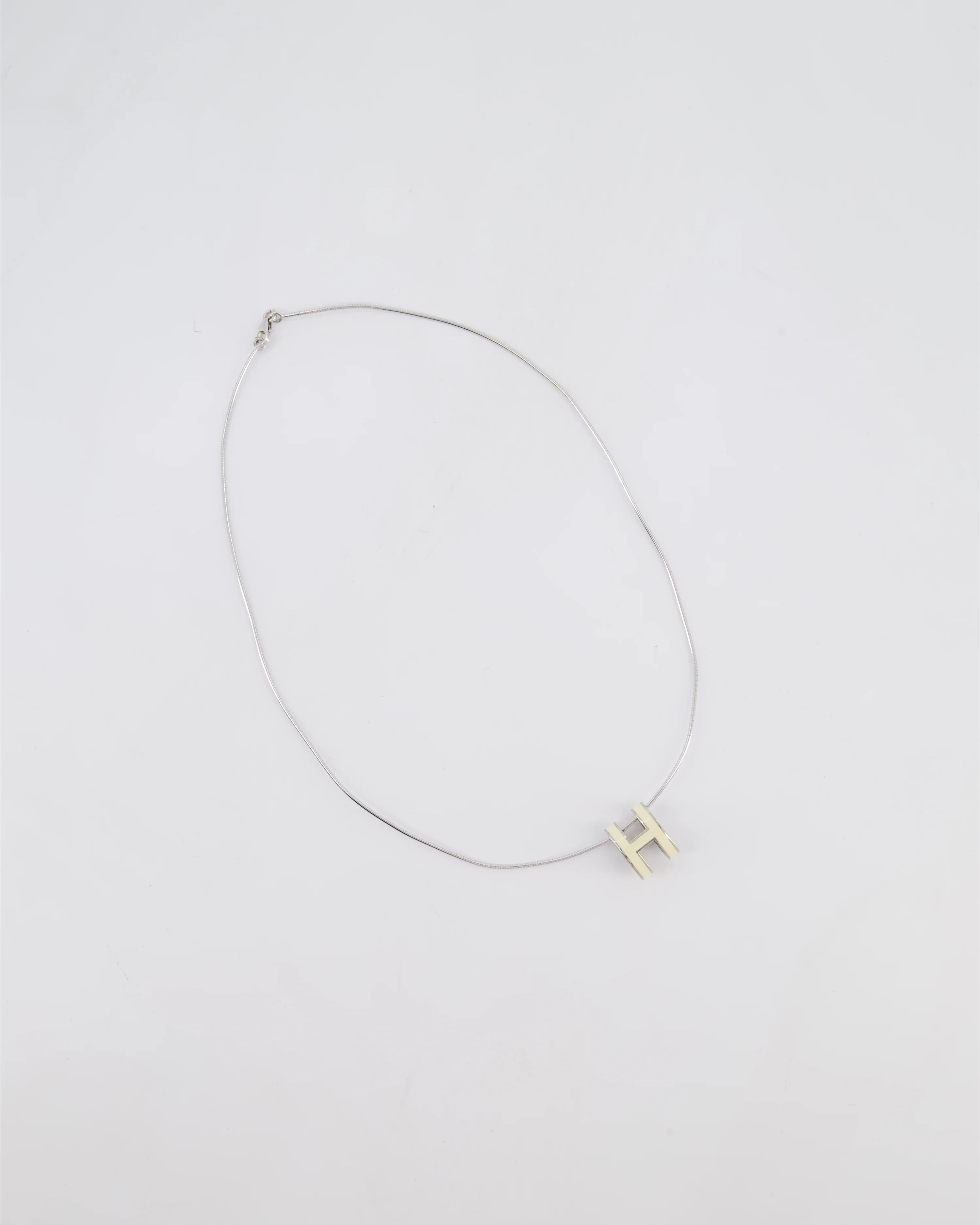 Hermès White Pop H Pendant Necklace with Palladium Hardware - Image 9