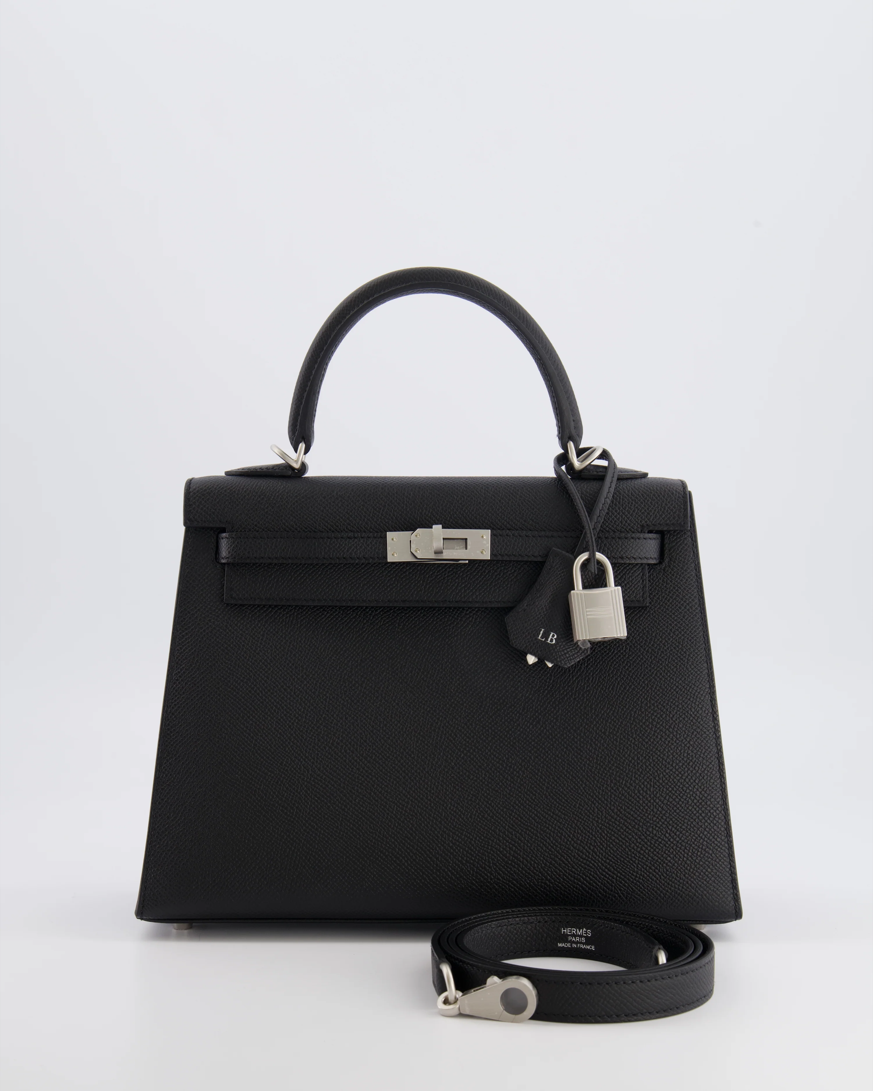 Hermès HSS Kelly 25 Sellier Bag in Noir Epsom Leather and Bleu Zellige Interior with Brushed Palladium Hardware&nbsp; - Image 2