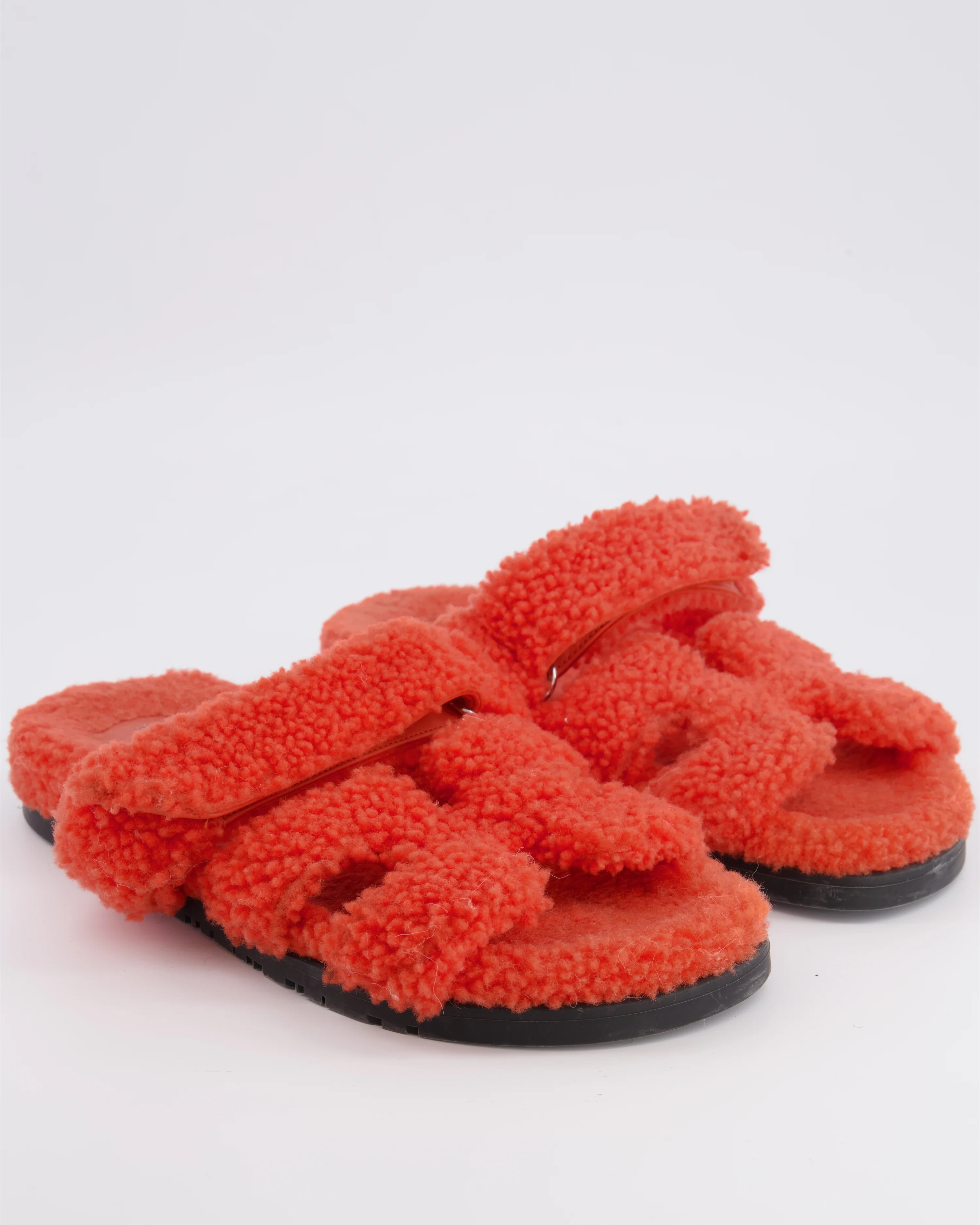 Hermès Orange Chypre Shearling Sandals Size EU 38.5 RRP £990 - Image 2