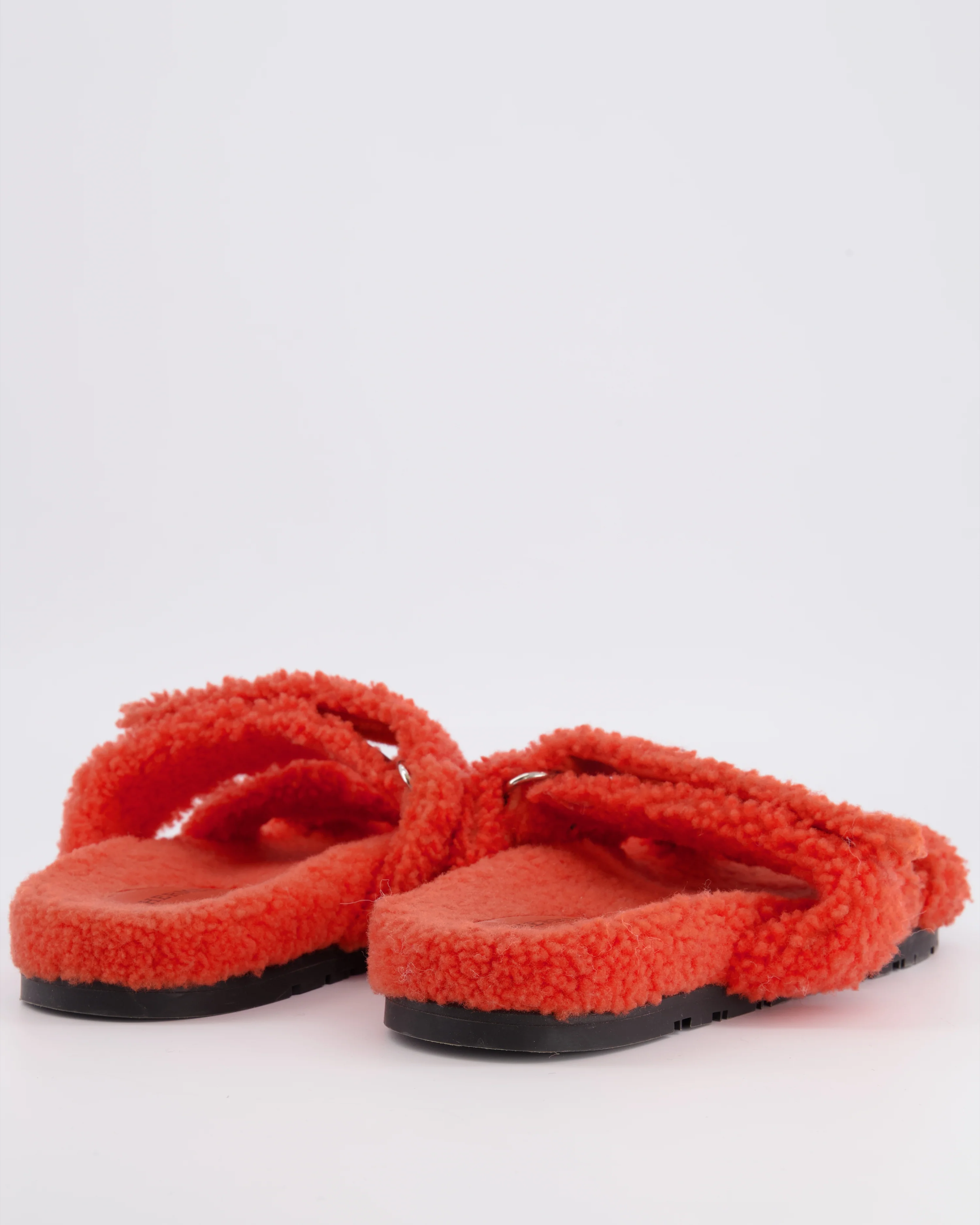 Hermès Orange Chypre Shearling Sandals Size EU 38.5 RRP £990 - Image 3