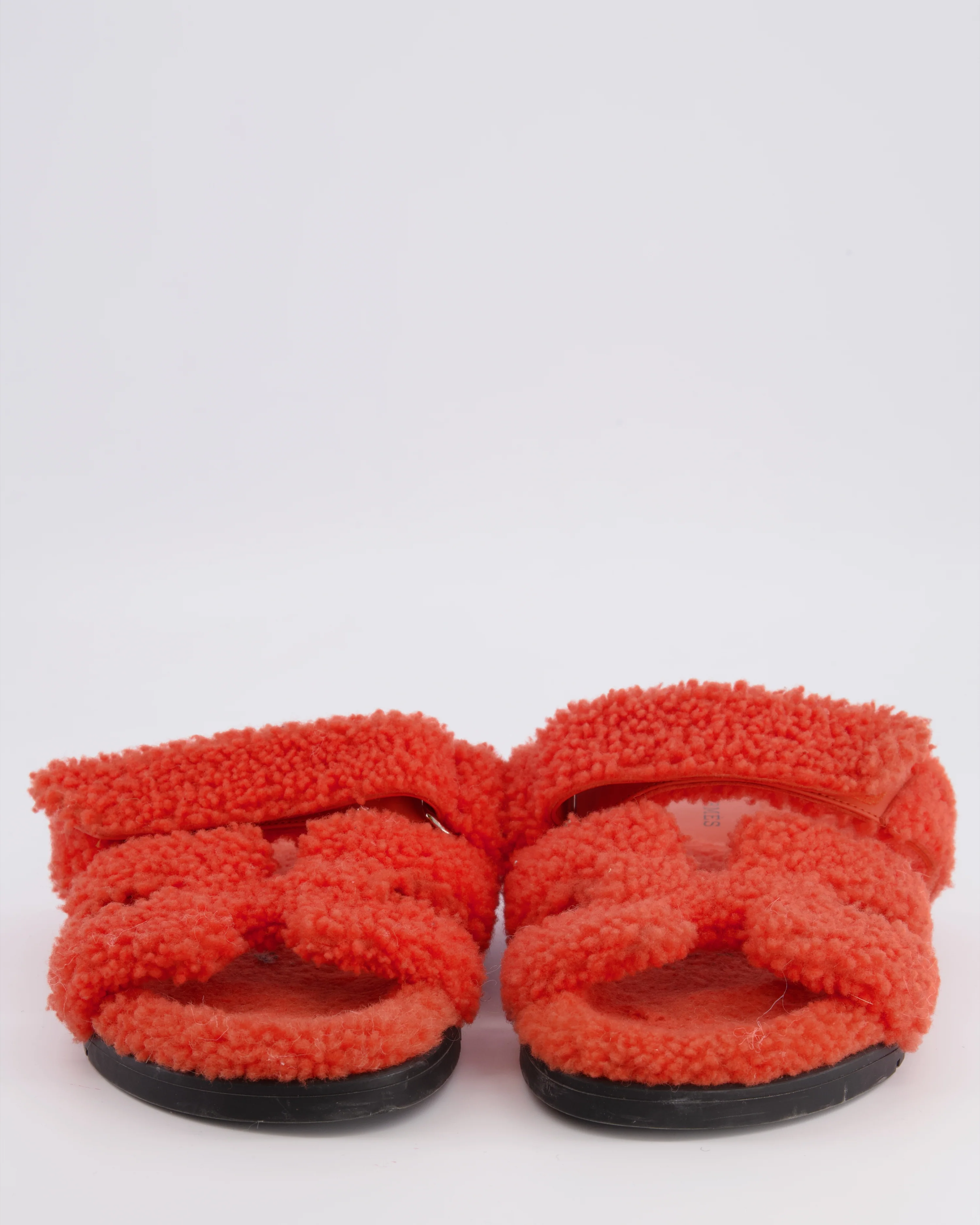 Hermès Orange Chypre Shearling Sandals Size EU 38.5 RRP £990 - Image 4