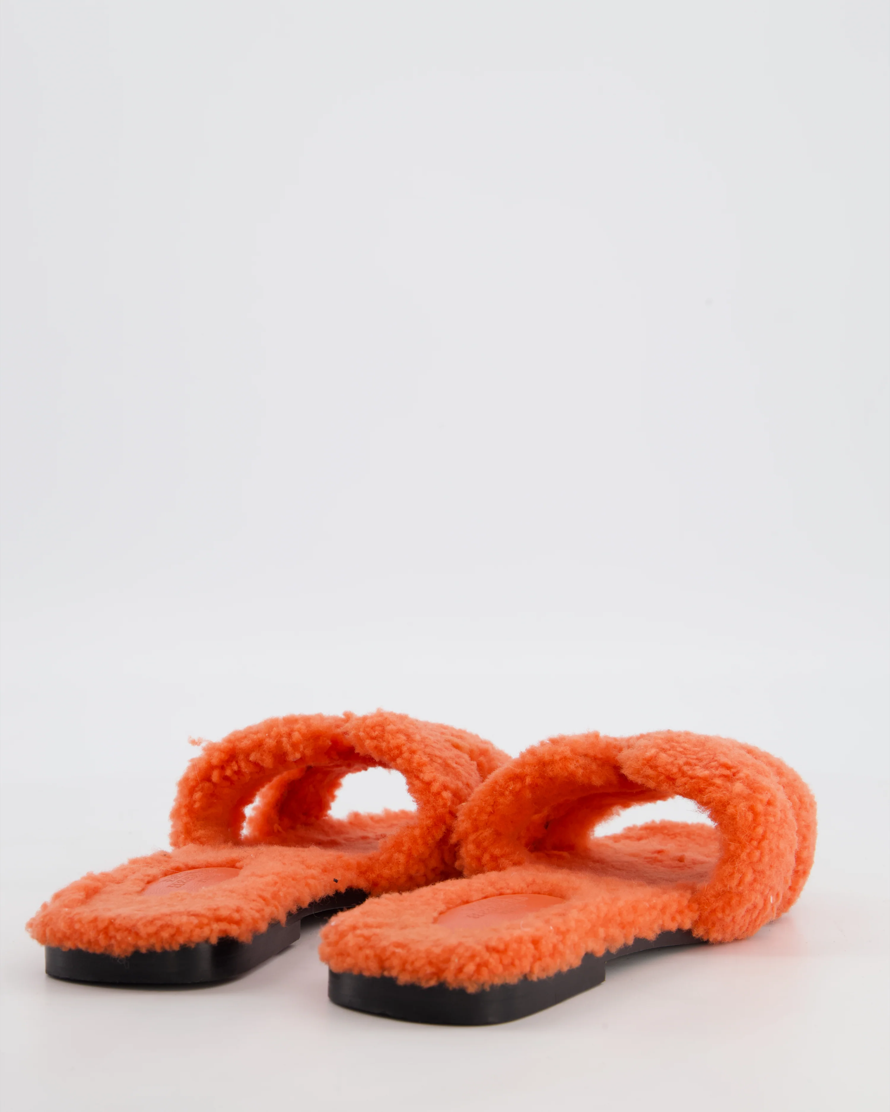 Hermes Orange Shearling Teddy Sandal Size EU 38 - Image 4