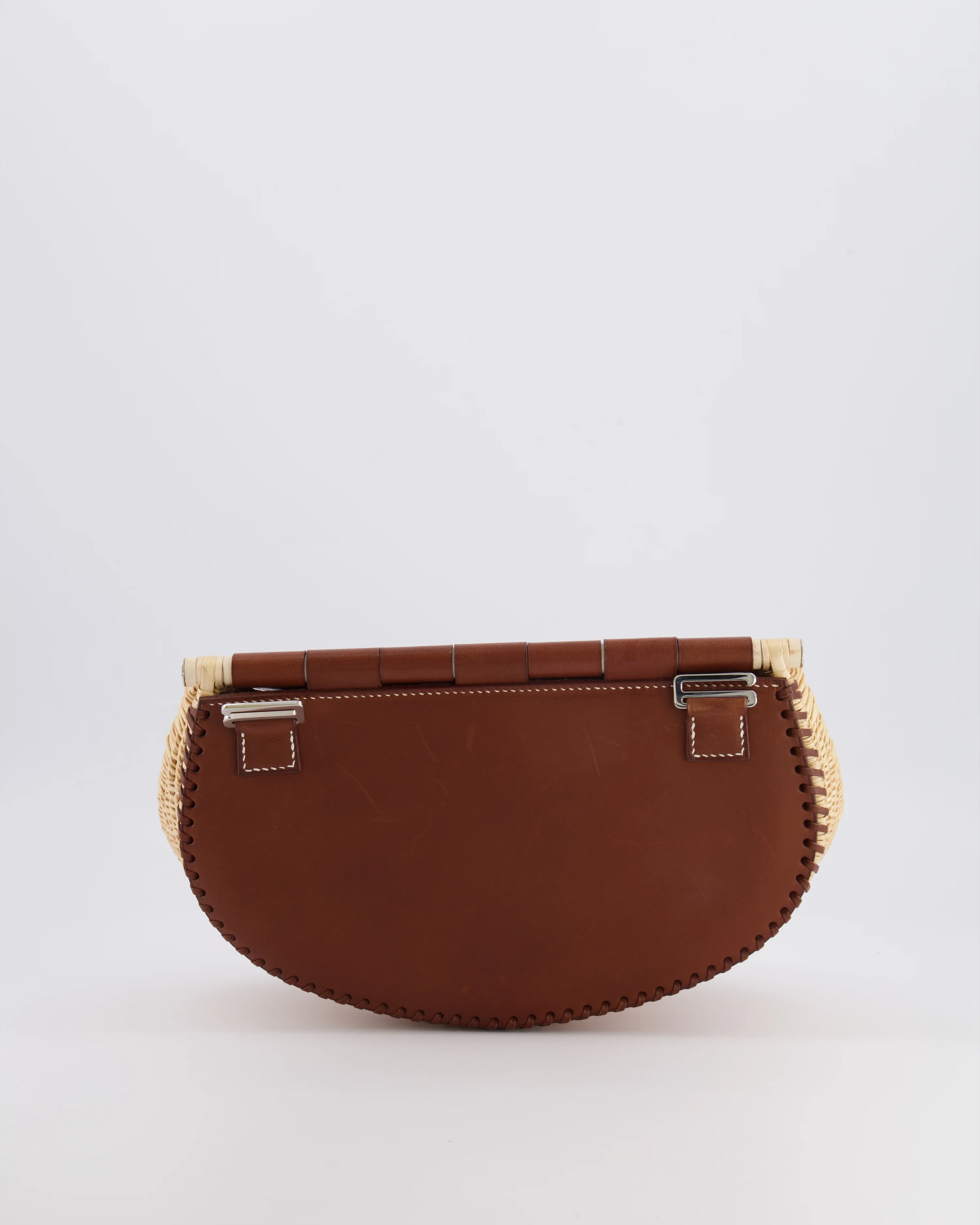 Hermès Panier de Pêche Wicker Bag in Osier, Gold Barenia Leather with Nata Canvas Strap and Palladium Hardware - Image 6